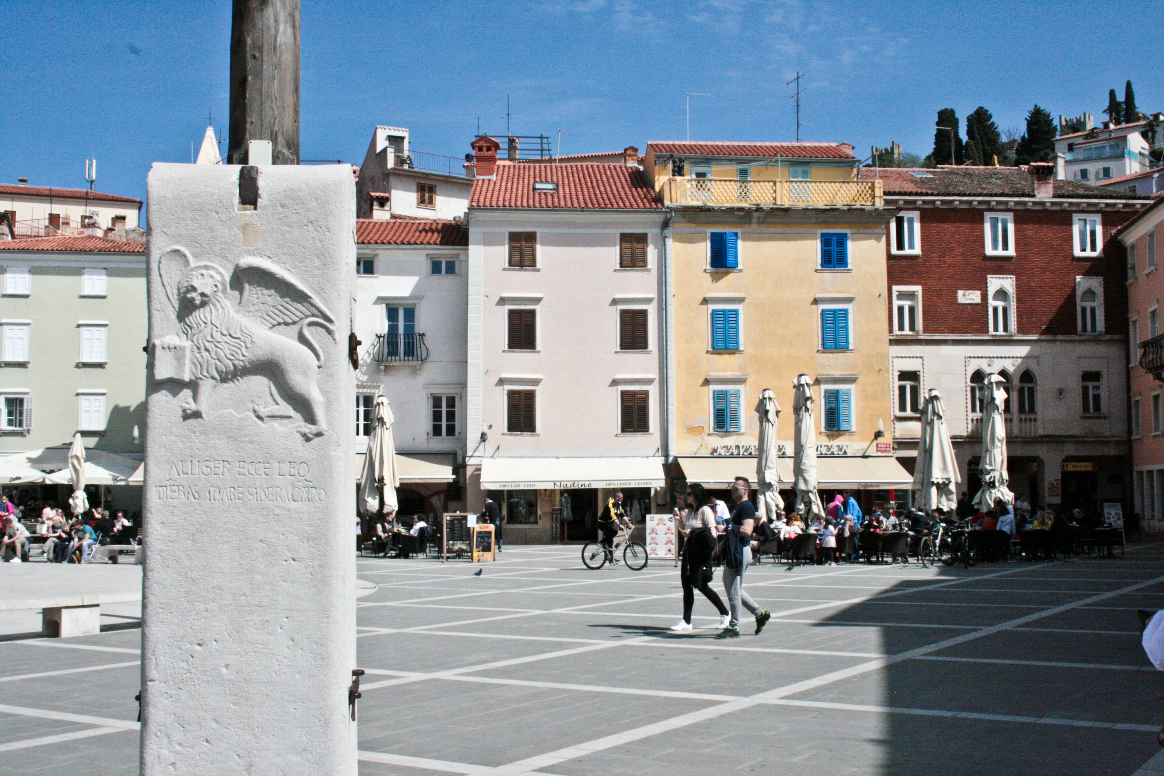 crowd, sunlight, house, lion, place, color, piran, transportation, day, 4K, stone, real people, group of people, sky, building, street, large group of people, HD Wallpaper