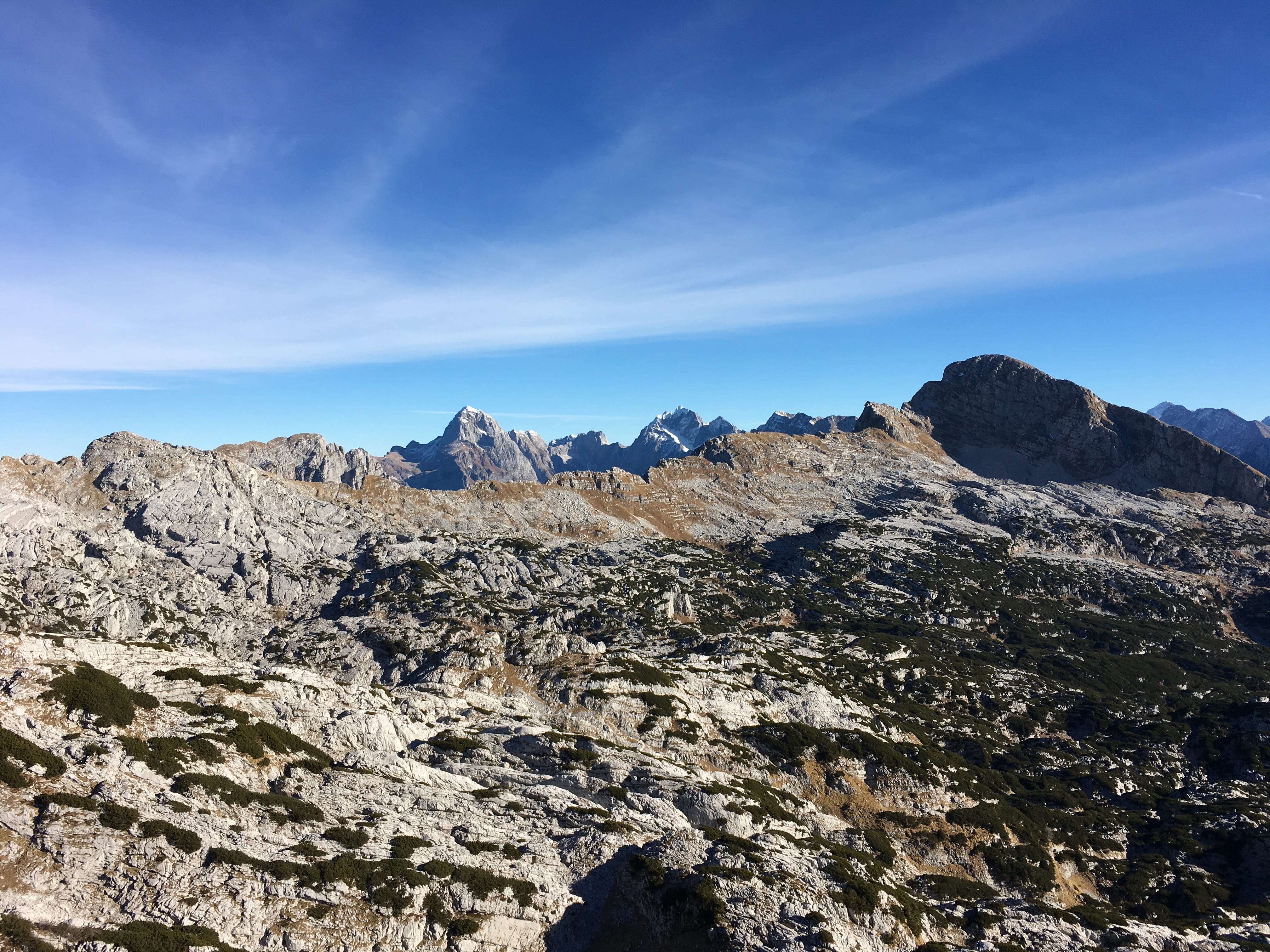 no people, kanin mountainrange, solid, non-urban scene, rombon, rocks, environment, eroded, mountain range, mountains, tranquility, cloud - sky, blue, kanin, HD Wallpaper