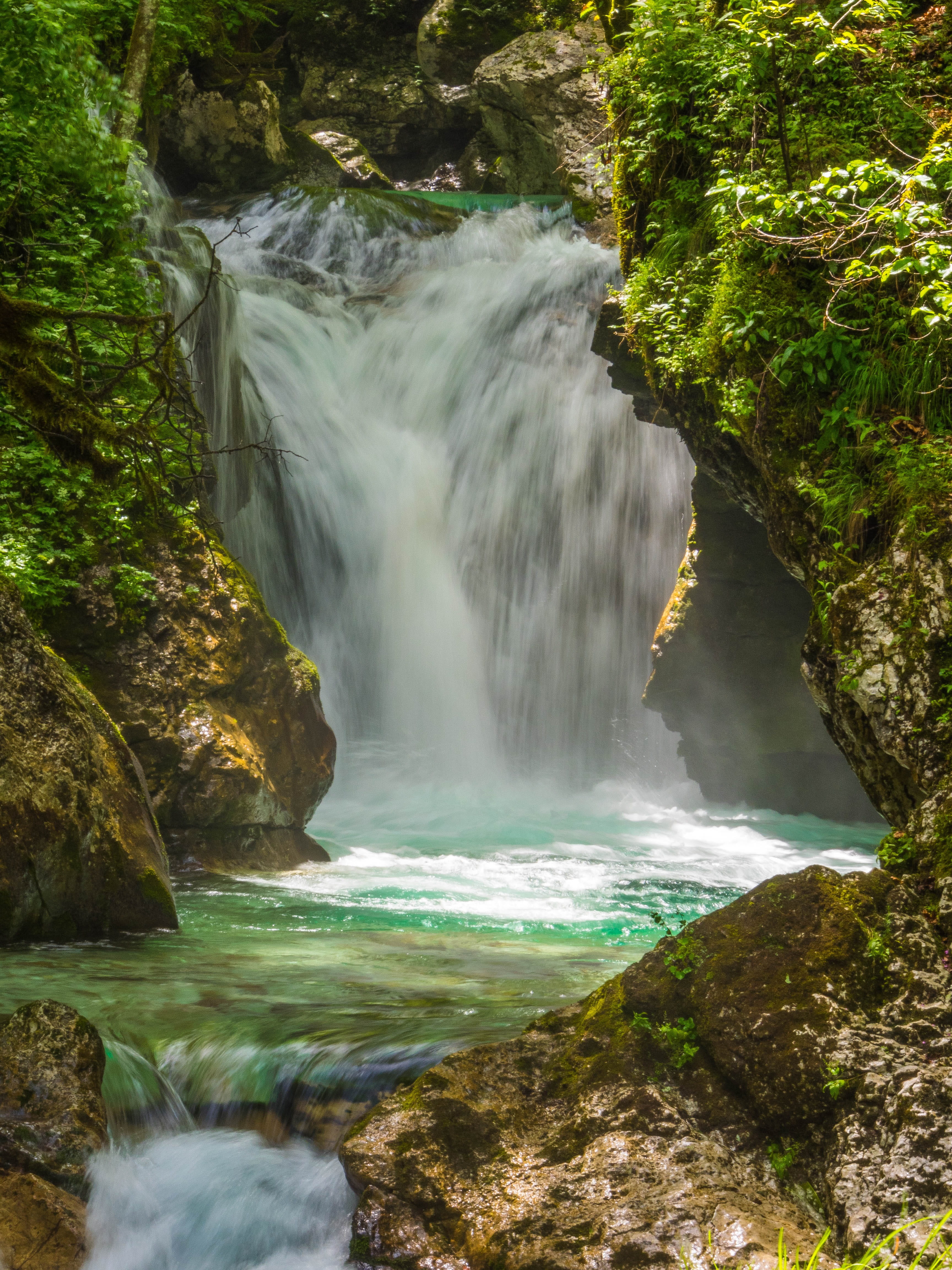 plant, landscape, lepena, power in nature, the soca valley, murmur, summer, river, rock formation, rock, beauty in nature, mountains, outside, falling water, Phone HD Wallpaper