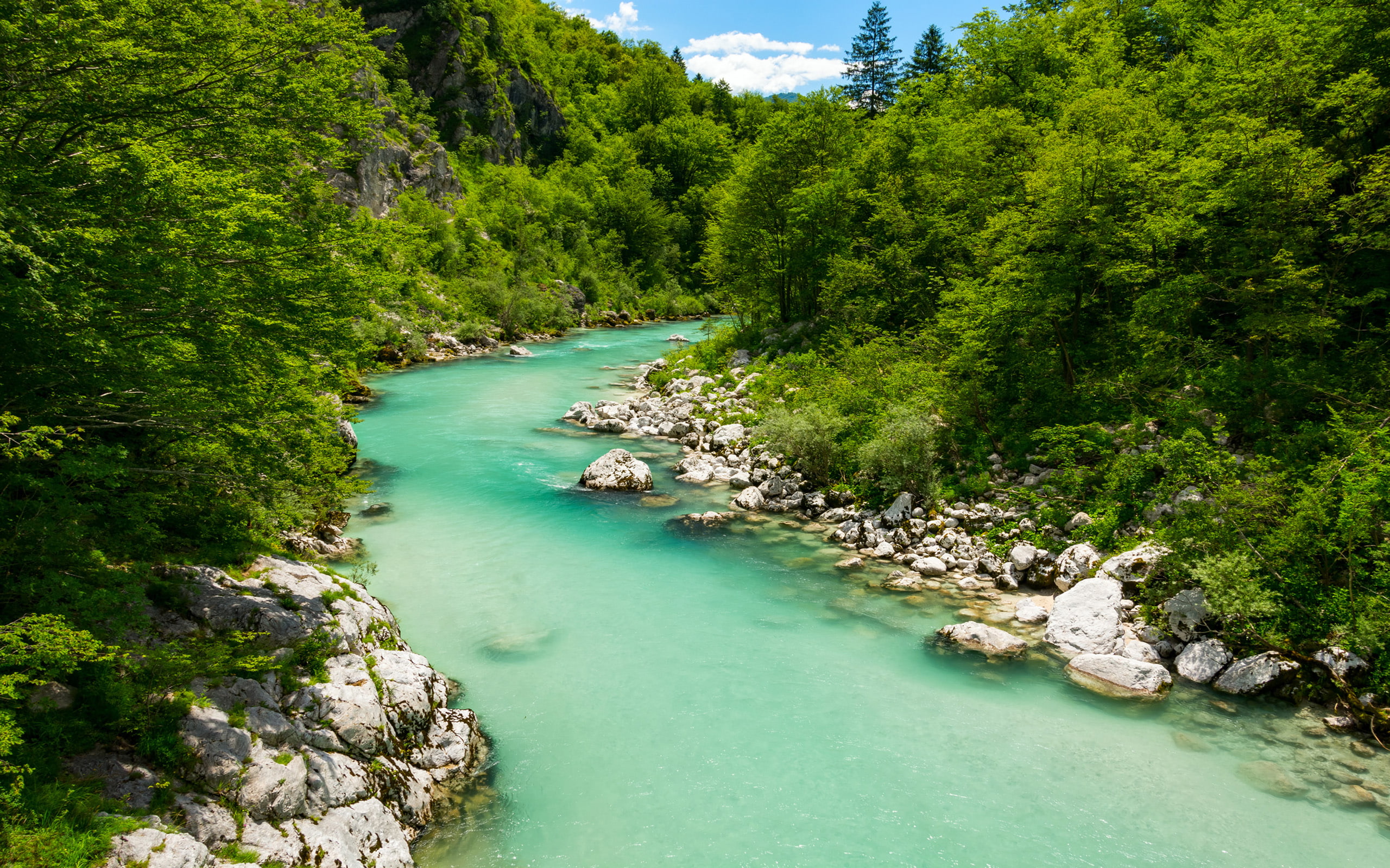 slovenia, morning, 2K, kobarid, summer, vicinity, hd, river, picture, HD Wallpaper