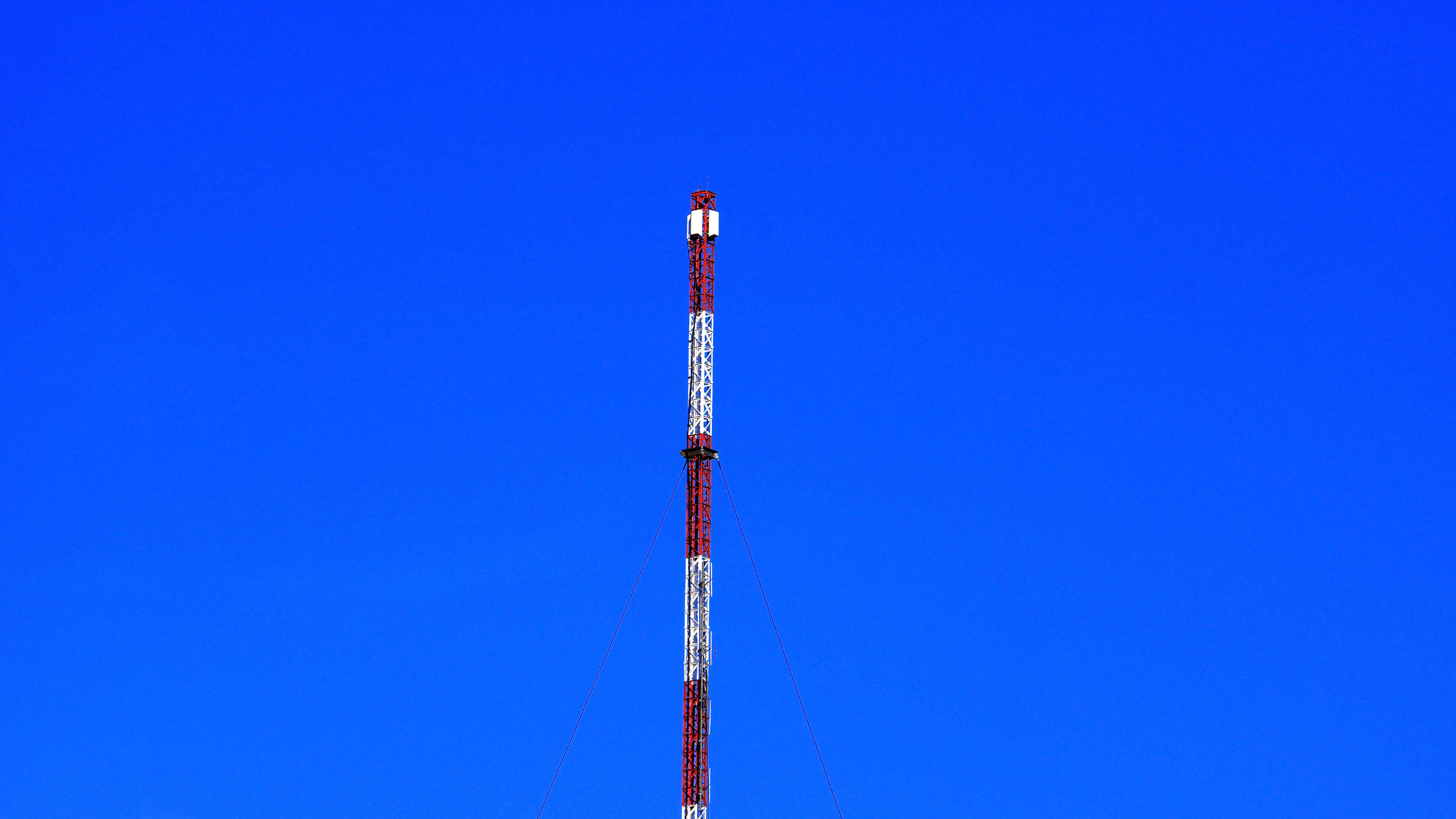plant, nature, metal, clear sky, 5K, flora, global communications, industry, slovenia, tall - high, celje, grass, sky, blue, outdoors, red, directly below, HD Wallpaper