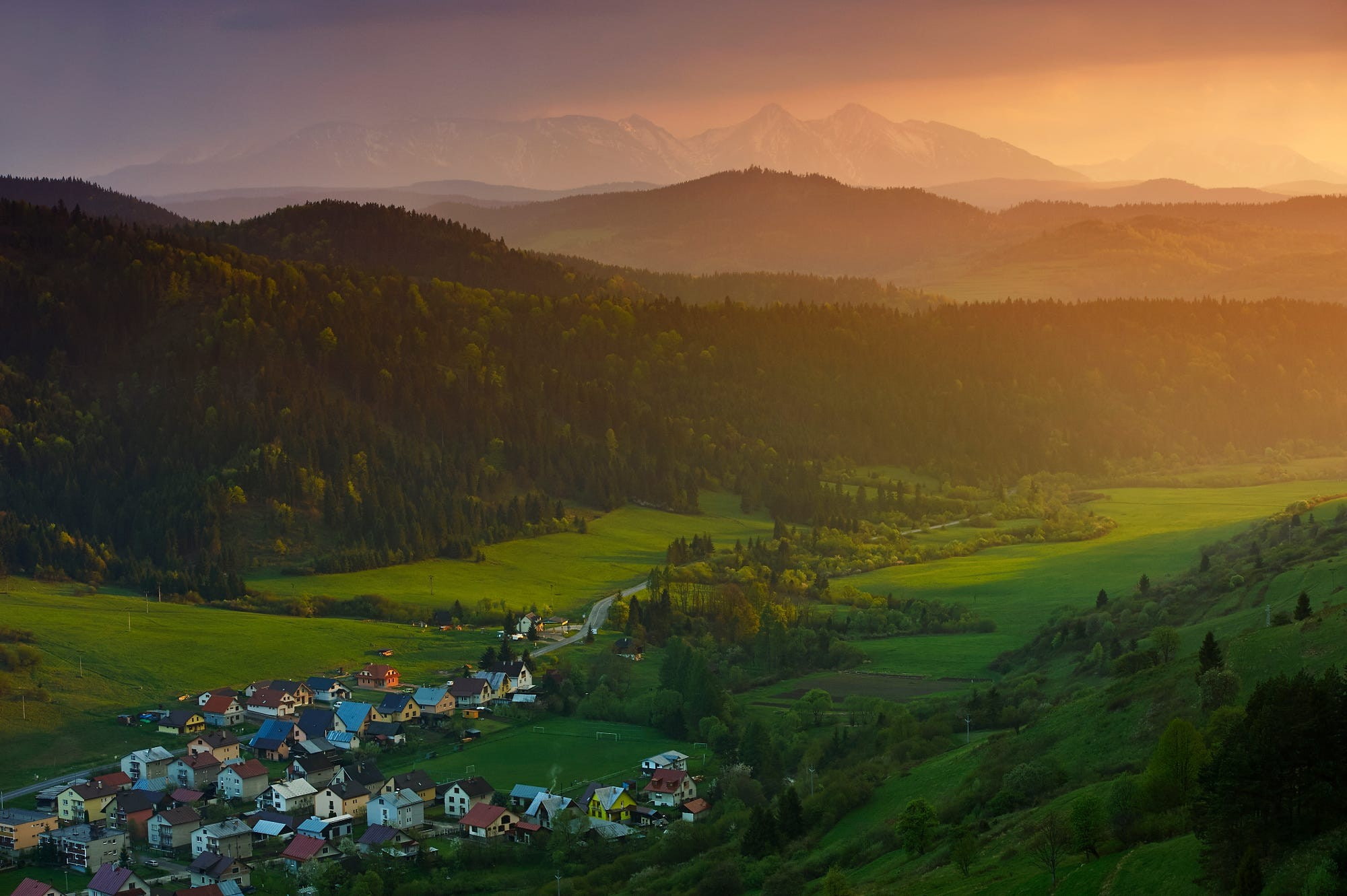 hills, forest, Slovenia, landscape, nature, 1080P, mountains, village, HD Wallpaper