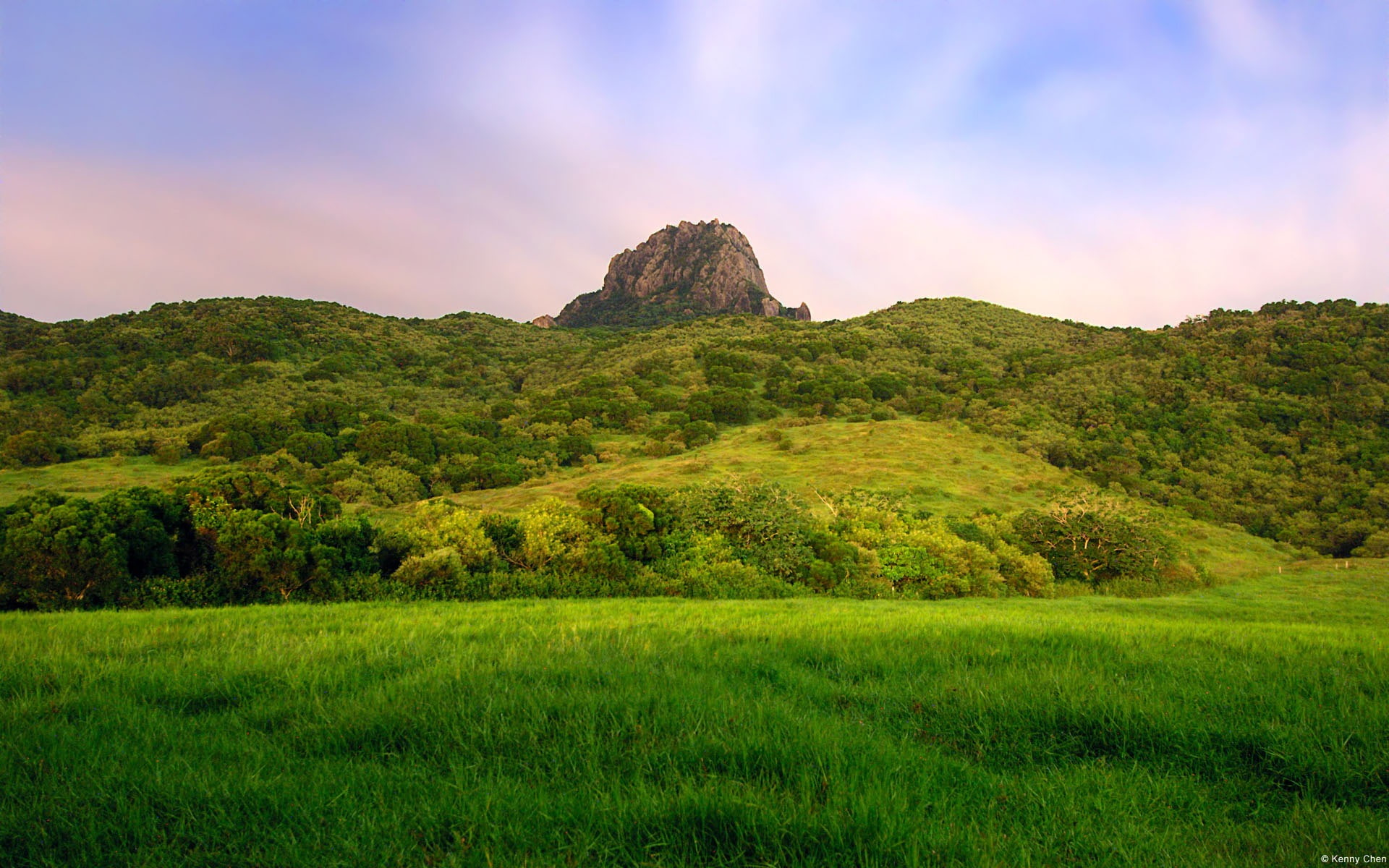 sky, landscape, cloud - sky, land, rock, green color, beauty in nature, environment, tranquil scene, non-urban scene, nature, grassfield, rock - object, HD Wallpaper