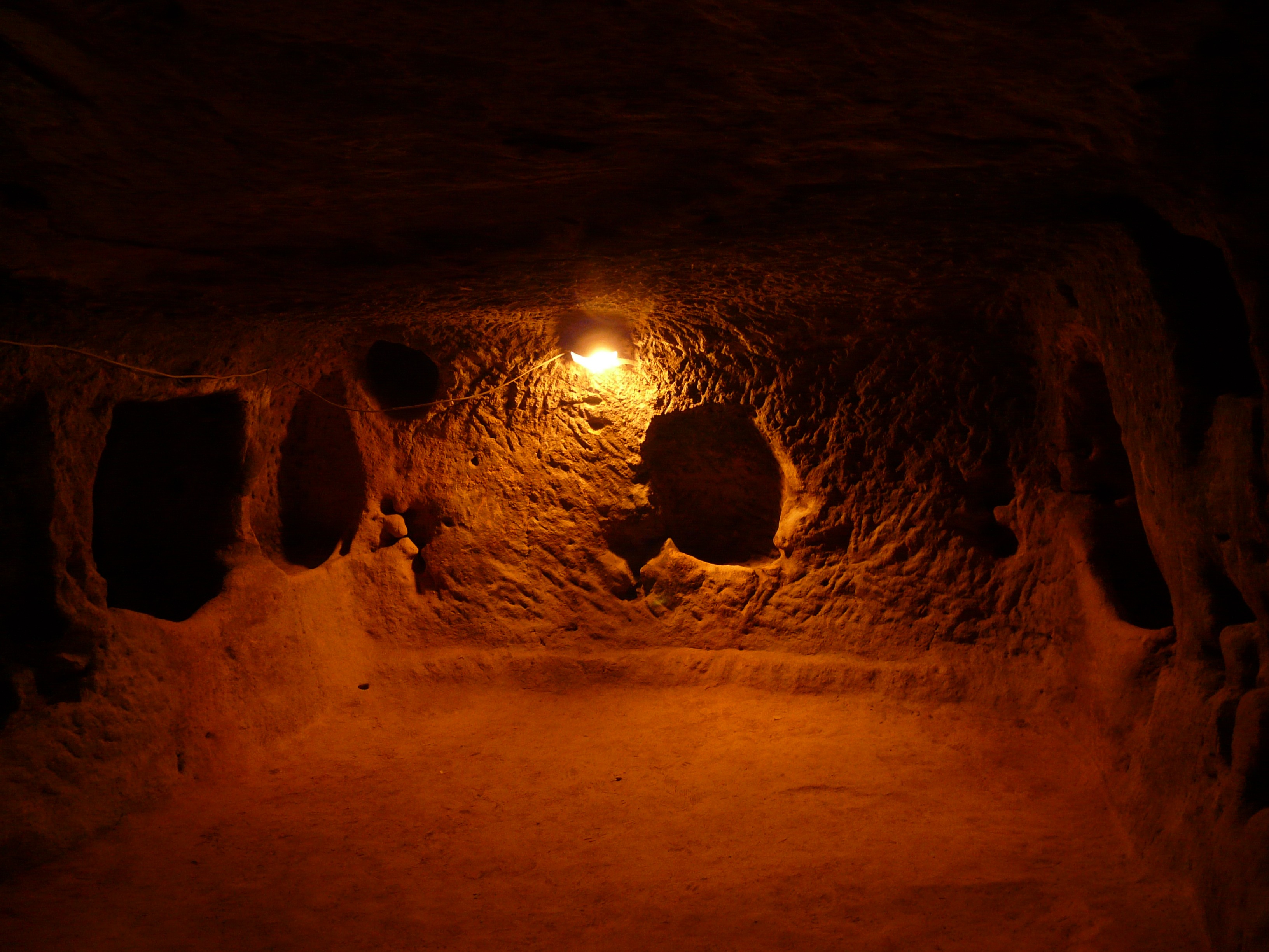 hole, rock formation, architecture, cave, hiding place, glowing, history, tunnel, underground, cappadocia, turkey, space, underground city, solid, rock - object, HD Wallpaper