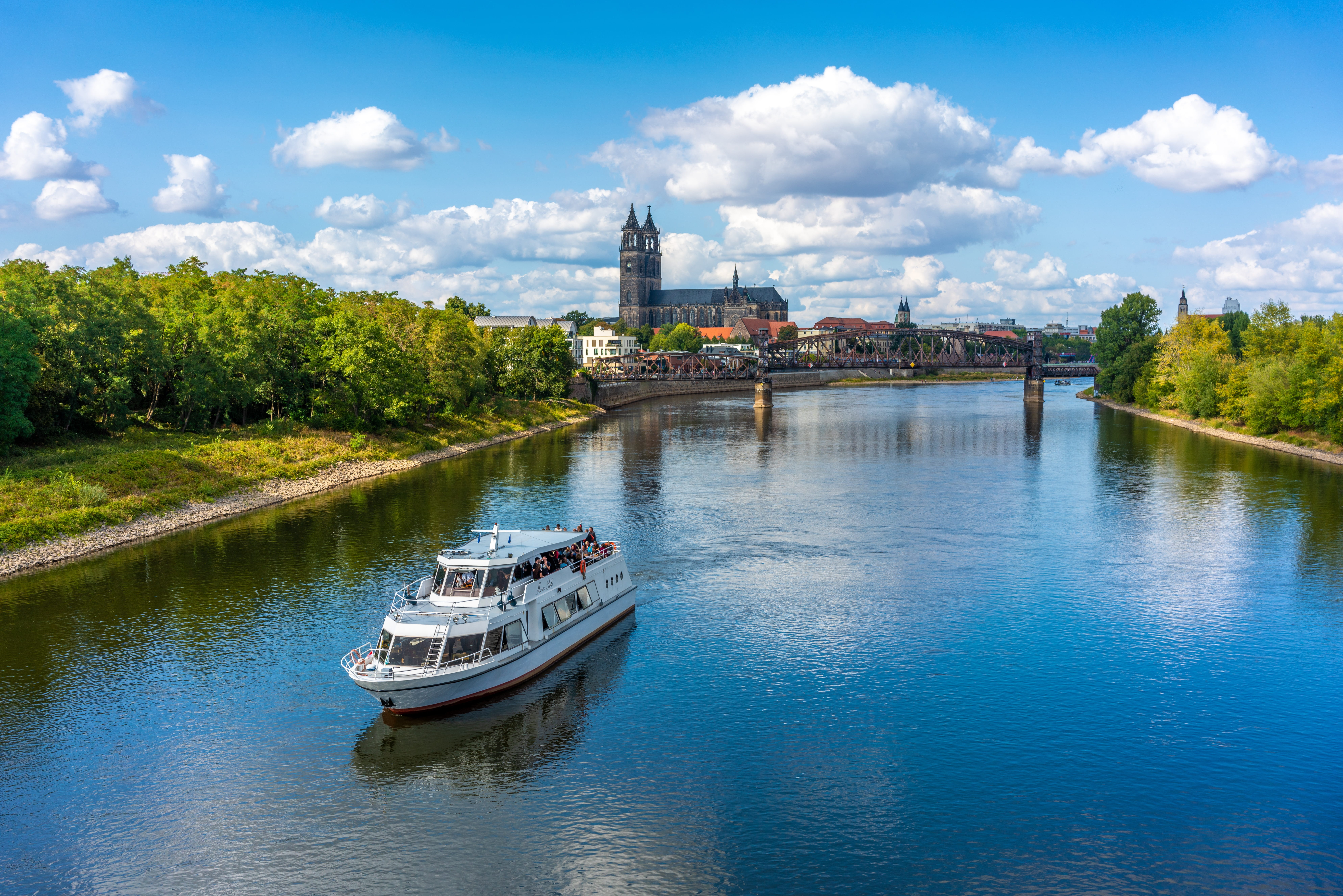 stand view, live, sky, travel, passenger craft, travel destinations, nature, outdoors, architecture, plant, reflection, boat, built structure, tree, saxony-anhalt, HD Wallpaper