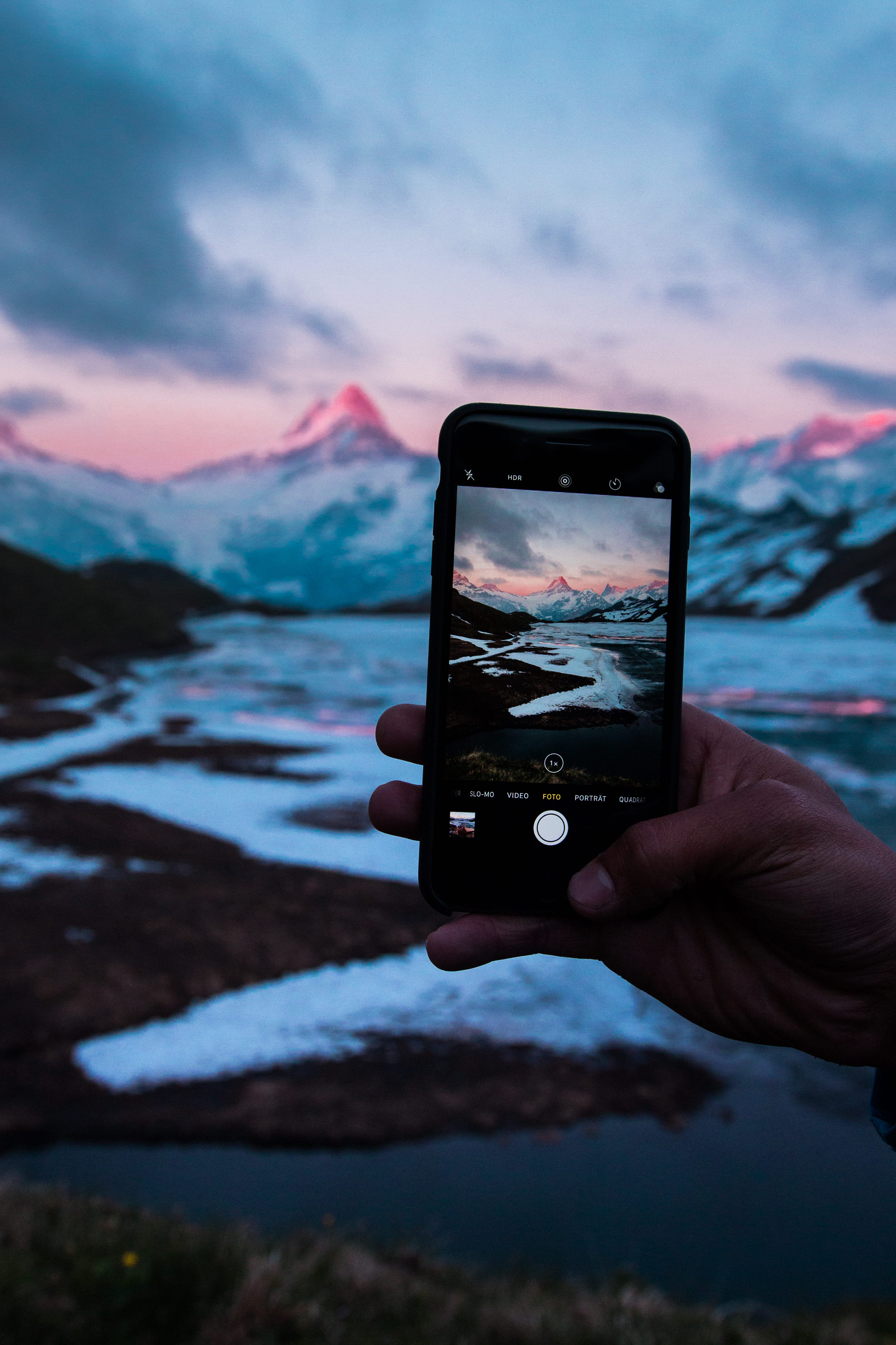 scenics - nature, 4K, photography themes, human body part, lake, grindelwald, leisure activity, sky, nature, water, summer, human hand, cloud - sky, holding, Phone HD Wallpaper