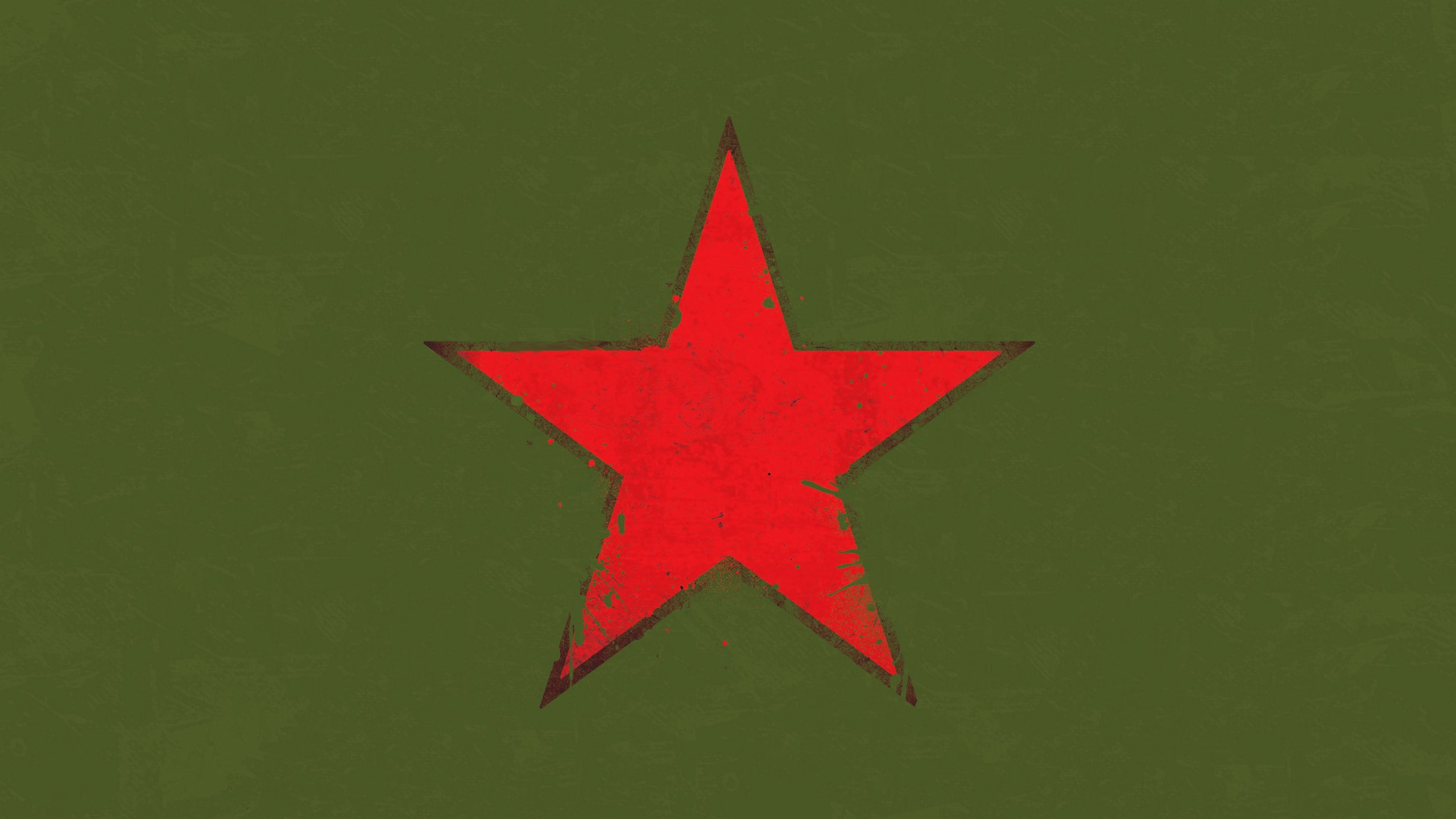 USSR, splashes, military, CGI, red star, green background, minimalism, army, 2K, stars, digital art, HD Wallpaper