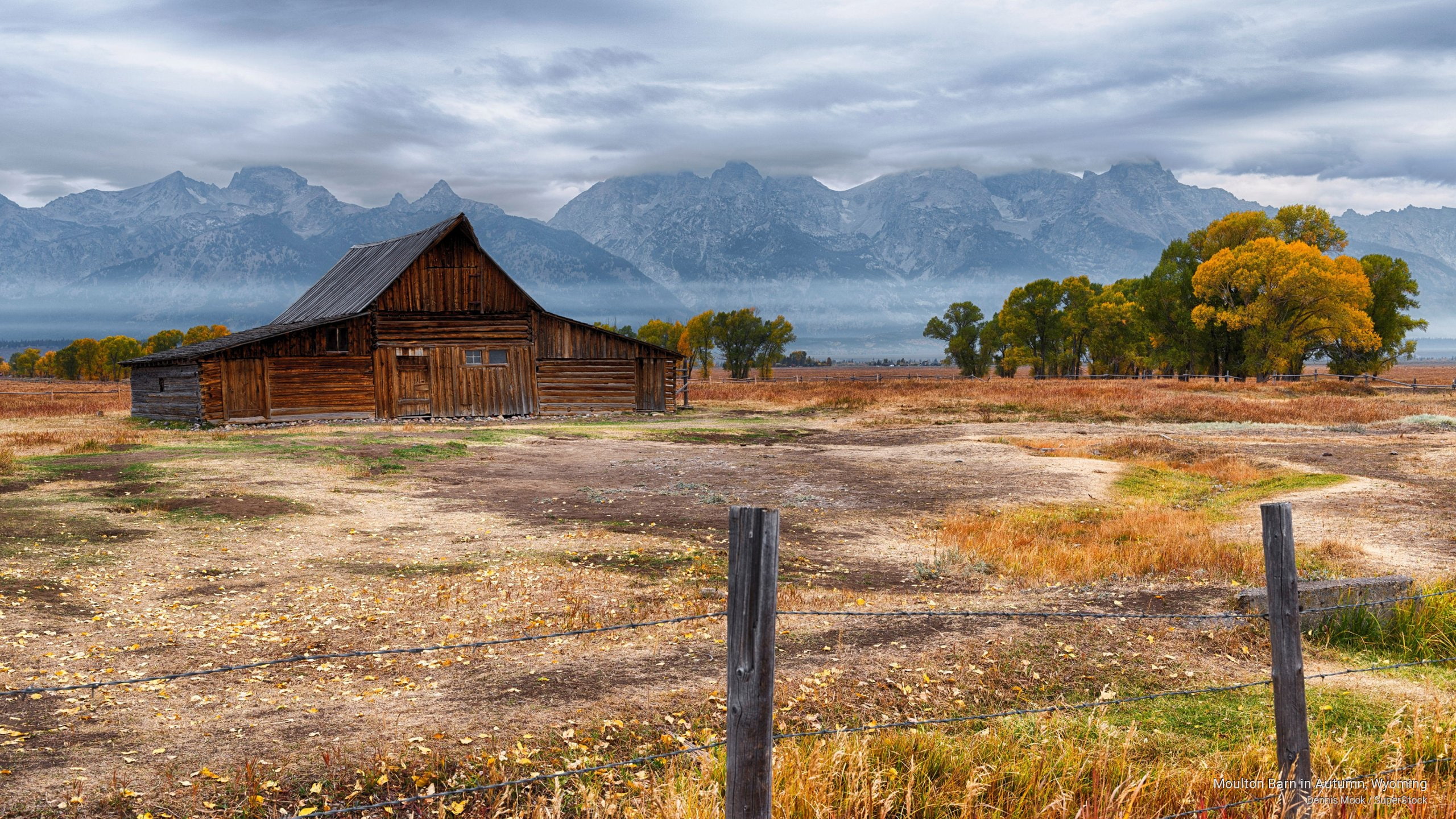 wyoming, moulton, 2K, autumn, Fall, barn, HD Wallpaper
