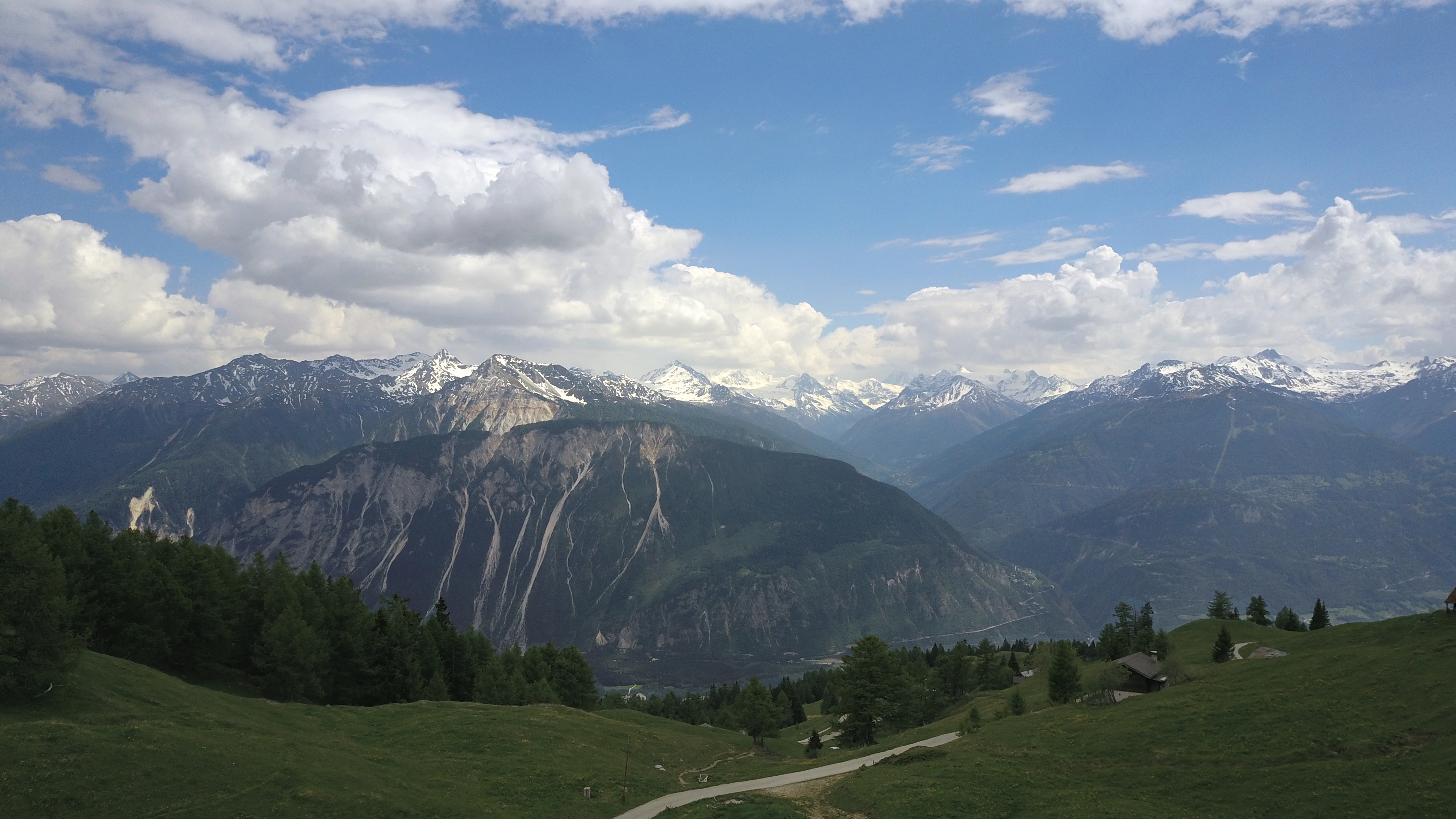 landscape, summer, cloud - sky, holiday, mountain, grass, hiking, tourism, tree, non-urban scene, travel, snow, no people, sky, mountain peak, snowcapped mountain, HD Wallpaper