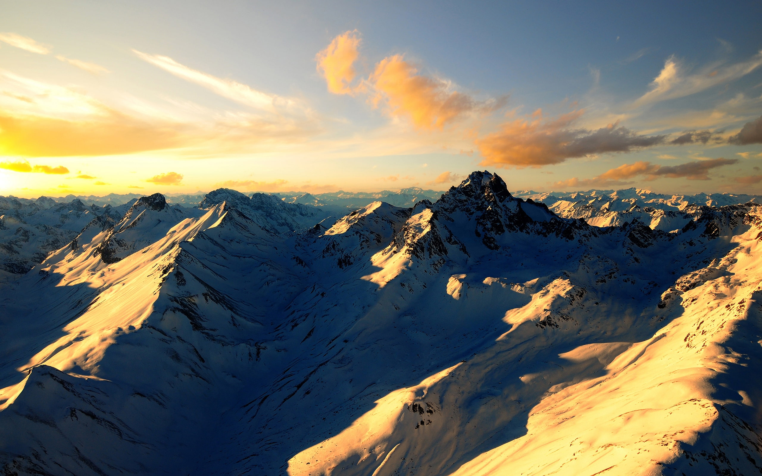 view, swiss, 2K, alps, aerial, landscape, hd, mountains, photo, nature, HD Wallpaper