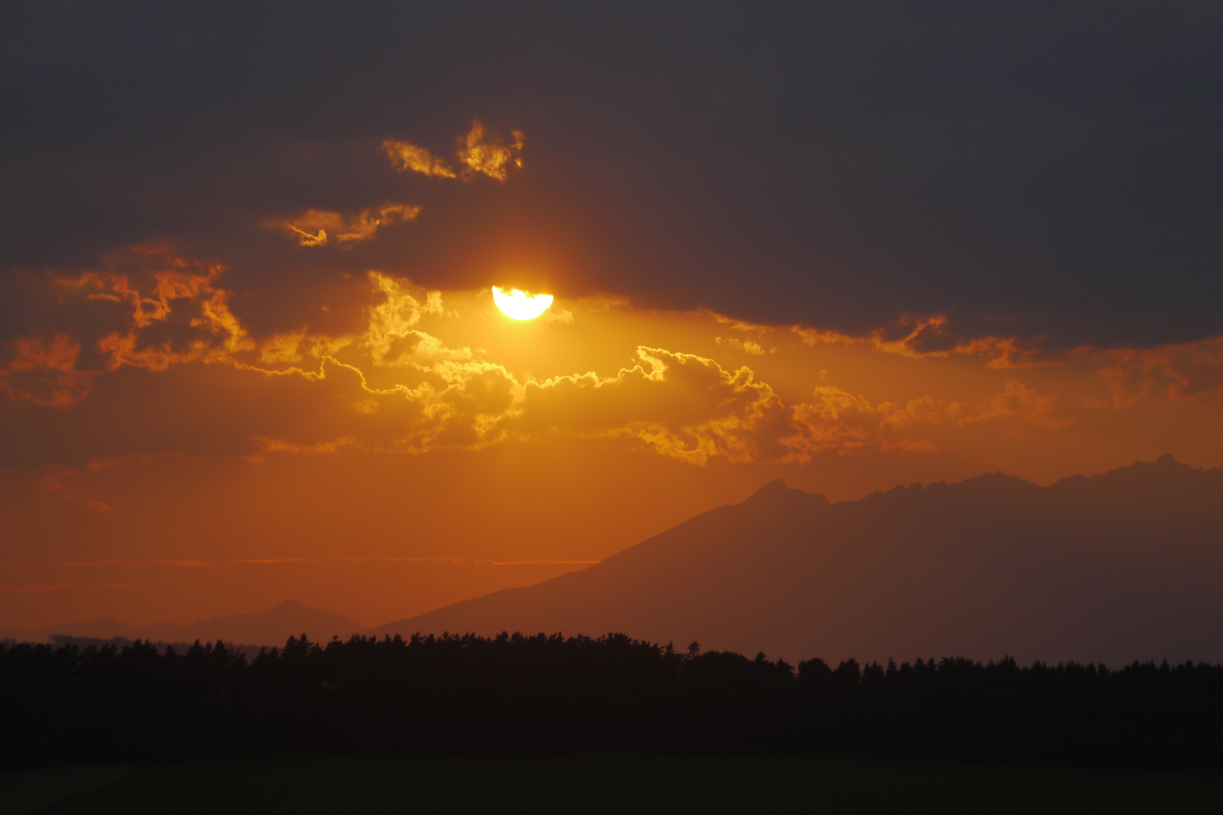 nature, clouds, sky, mountain, sunlight, cloud - sky, tranquil scene, sunset, the sky, majestic, orange color, tranquility, no people, forest, non-urban scene, HD Wallpaper