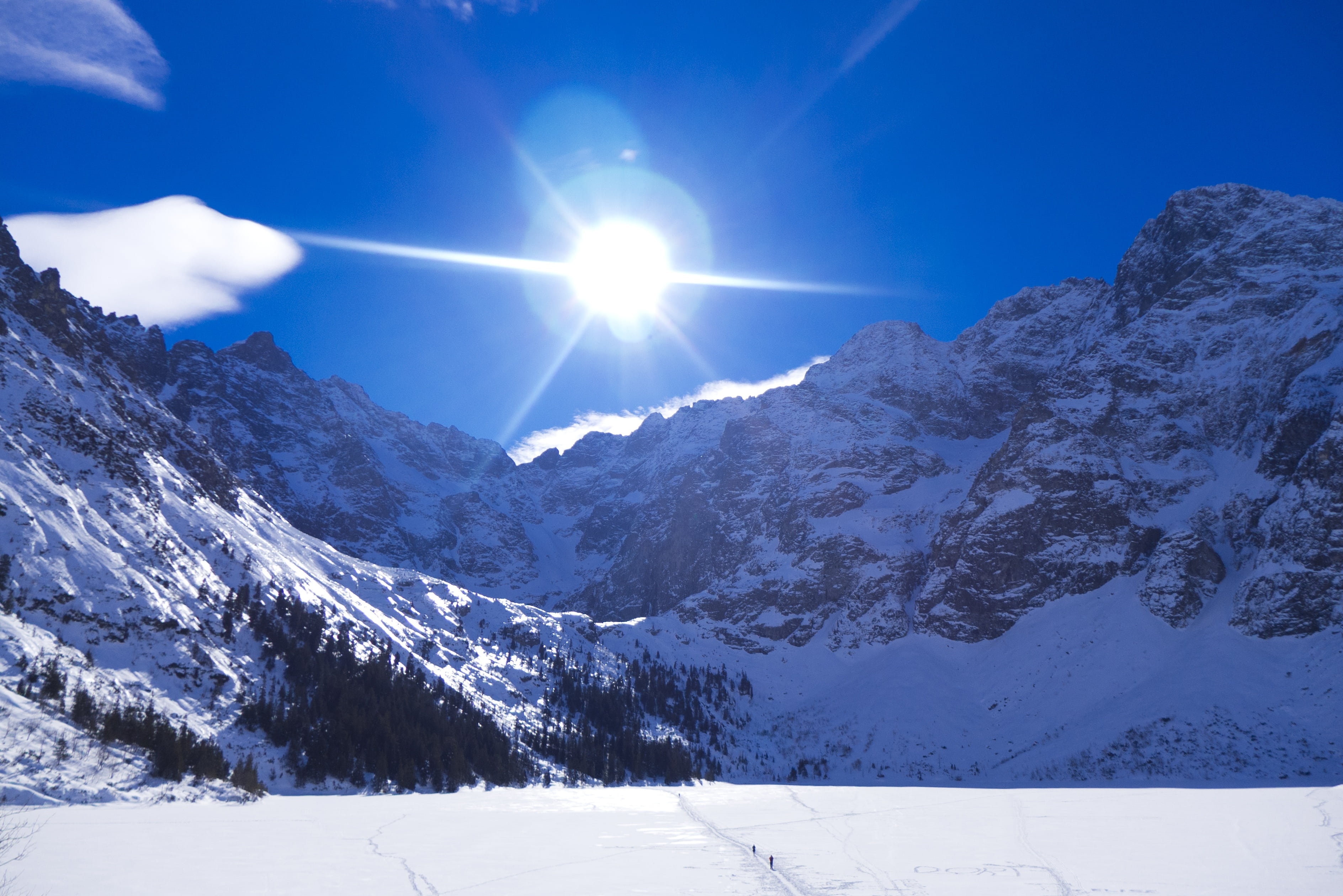day, bright, snow, blue, cold temperature, winter in the mountains, scenics - nature, mountain Peak, outdoors, scenics, mountains, morskie oko, no people, HD Wallpaper