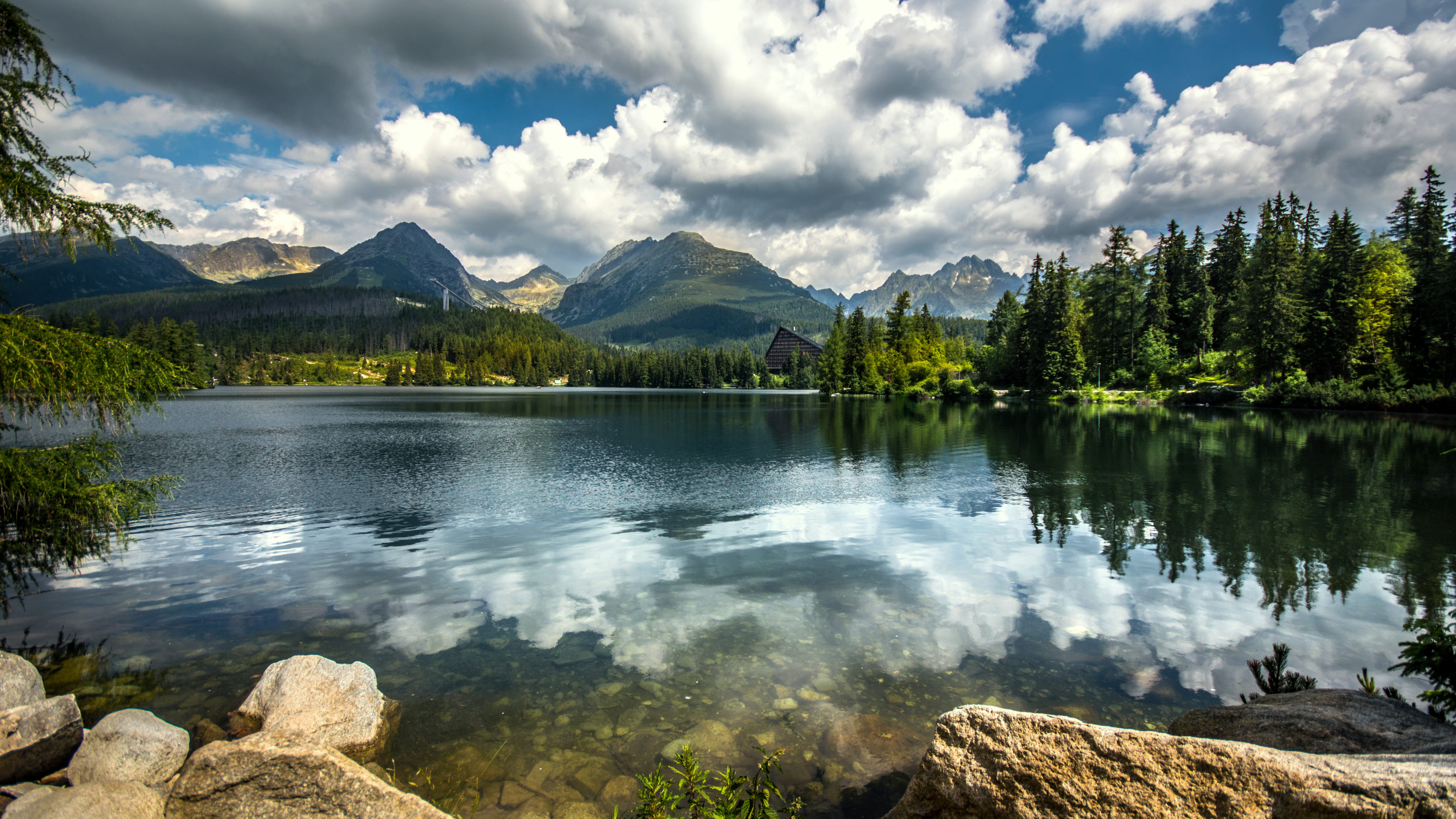 lake, daytime, landscape, trees, mountains, plant, scenics - nature, no people, leafed, rocks, non-urban scene, mountain, scenery, green forest, reflection lake, HD Wallpaper