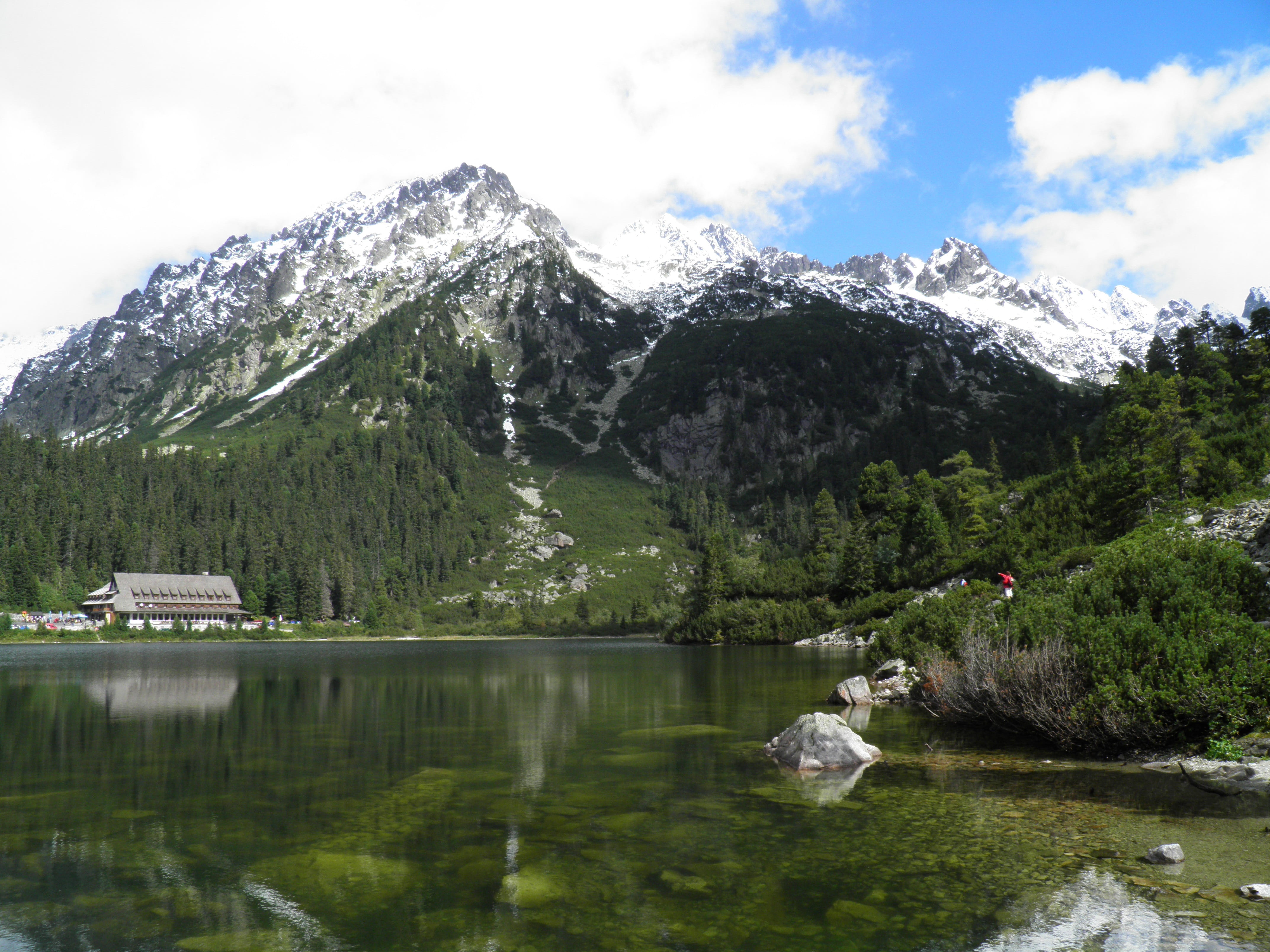 mountain range, cold temperature, Pleso, sky, idyllic, outdoors, cloud - sky, snowcapped mountain, non-urban scene, reflection, scenics - nature, High Tatras, HD Wallpaper