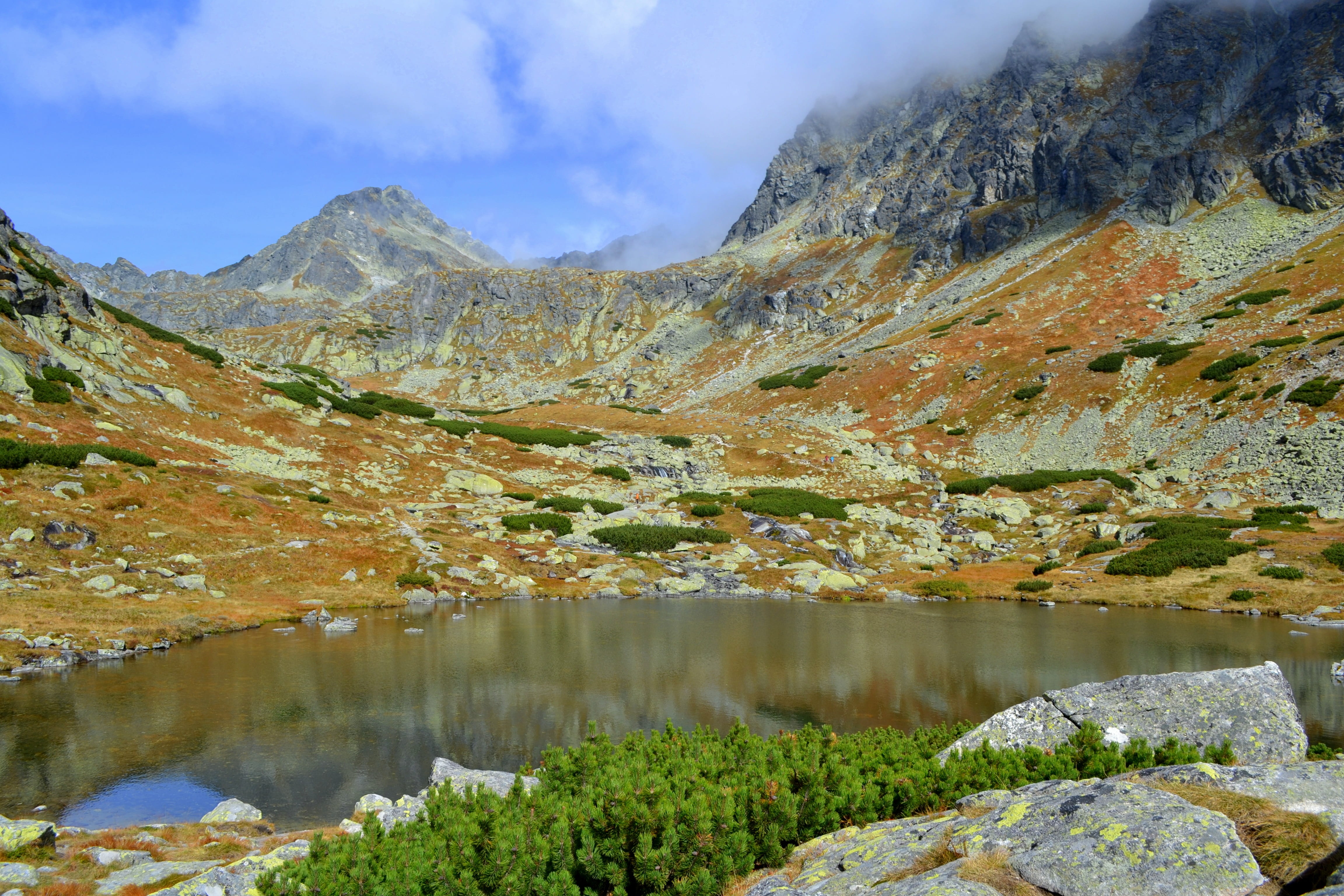 sky, scenics - nature, pleso, solid, no people, shields, non-urban scene, mountain, rocks, cloud - sky, day, nature, formation, water, tranquil scene, tranquility, HD Wallpaper