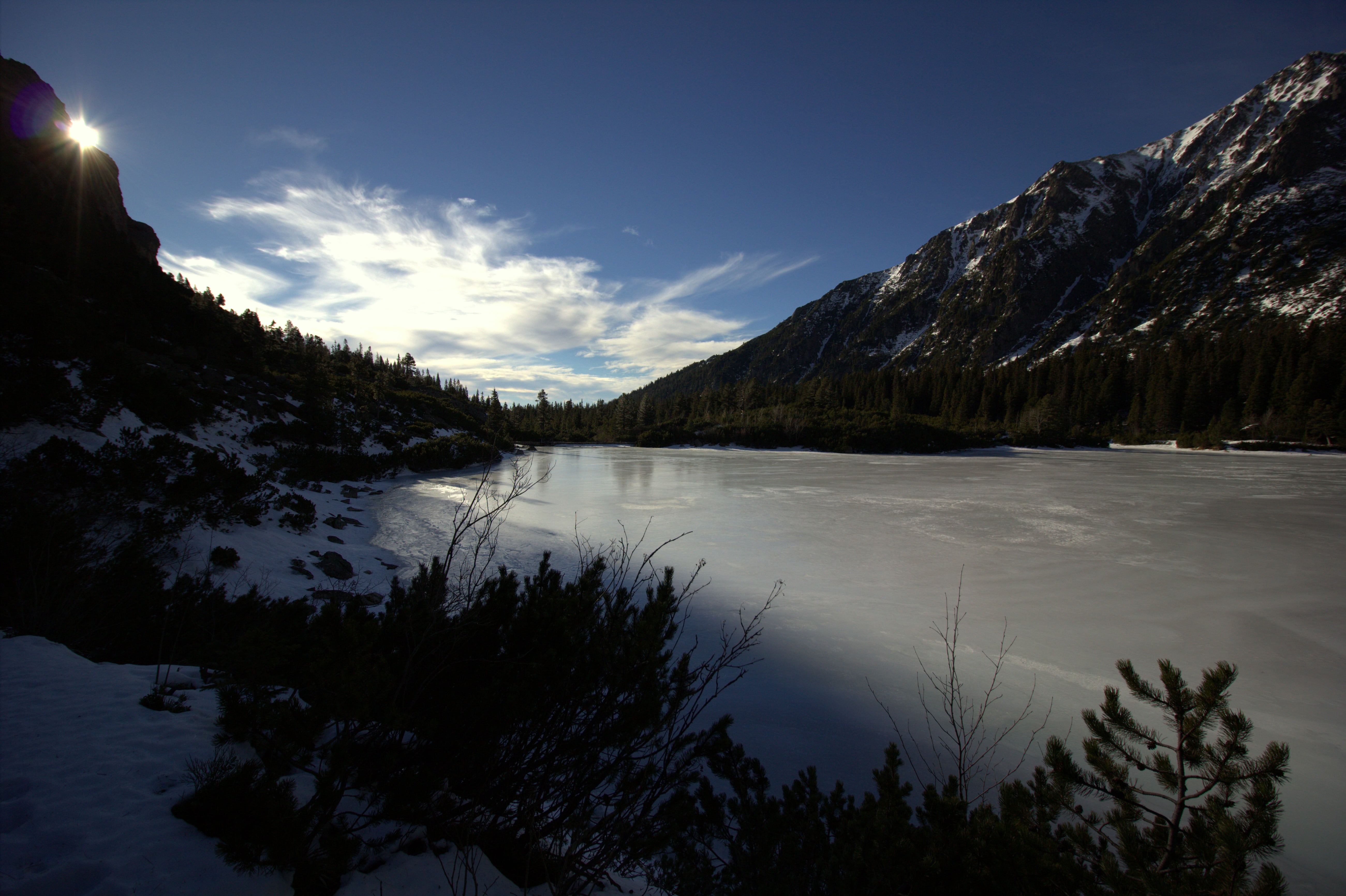 scenics - nature, reflection, tranquility, no people, water, lake, tree, popradské pleso, outdoors, plant, beauty in nature, vysoké tatry, slovensko, sky, HD Wallpaper