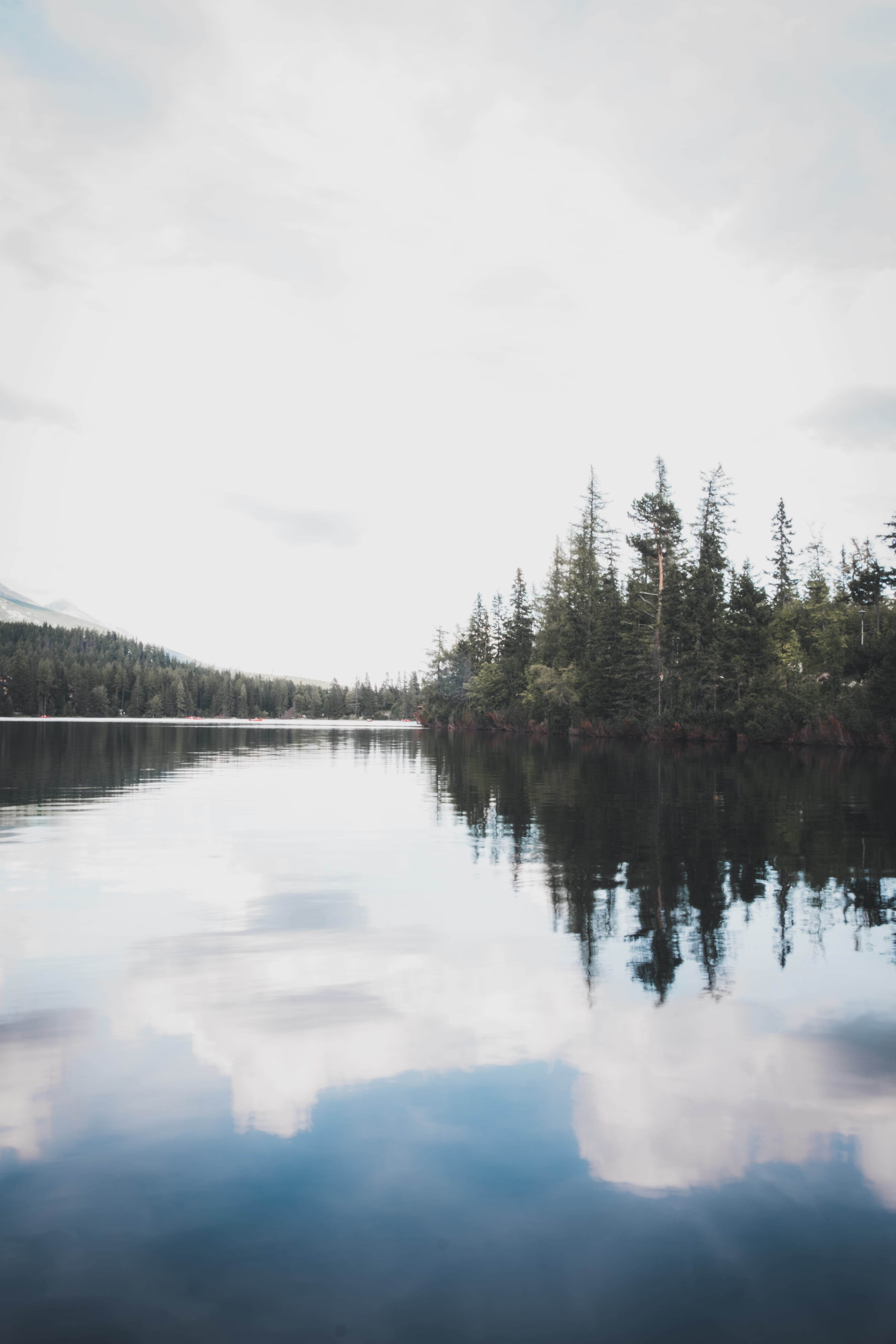 reflection, tree, sky, no people, plant, idyllic, mountain, trees, slovakia, 5K, vysoké tatry, forest, high tatras, nature, waterfront, scenics - nature, Phone HD Wallpaper