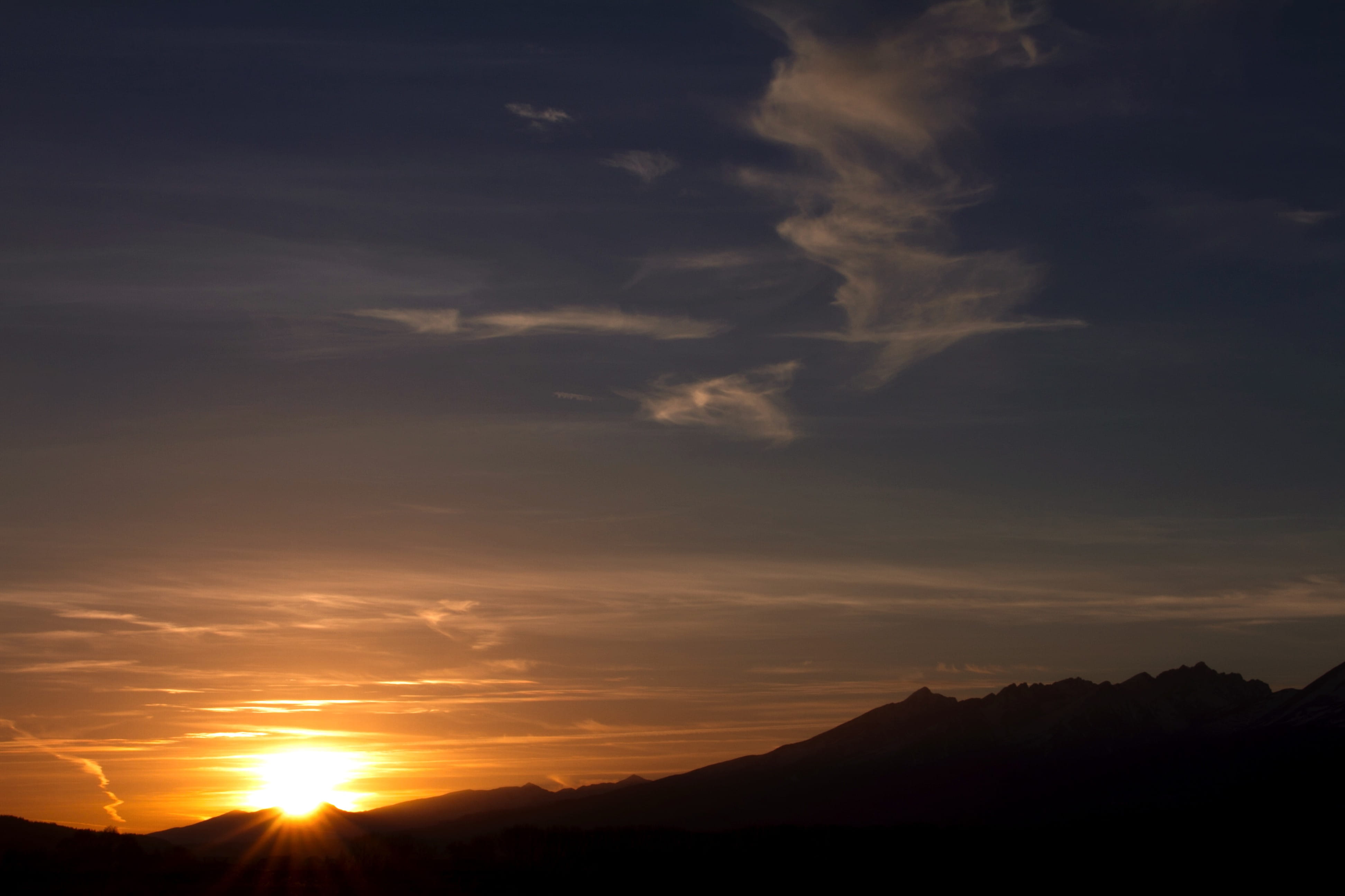 sun, blue, 4K, dramatic sky, dusk, Sunrise, holiday, evening, idyllic, Slovakia, outdoors, relaxing, beauty In Nature, mountain, summer, scenics - nature, HD Wallpaper