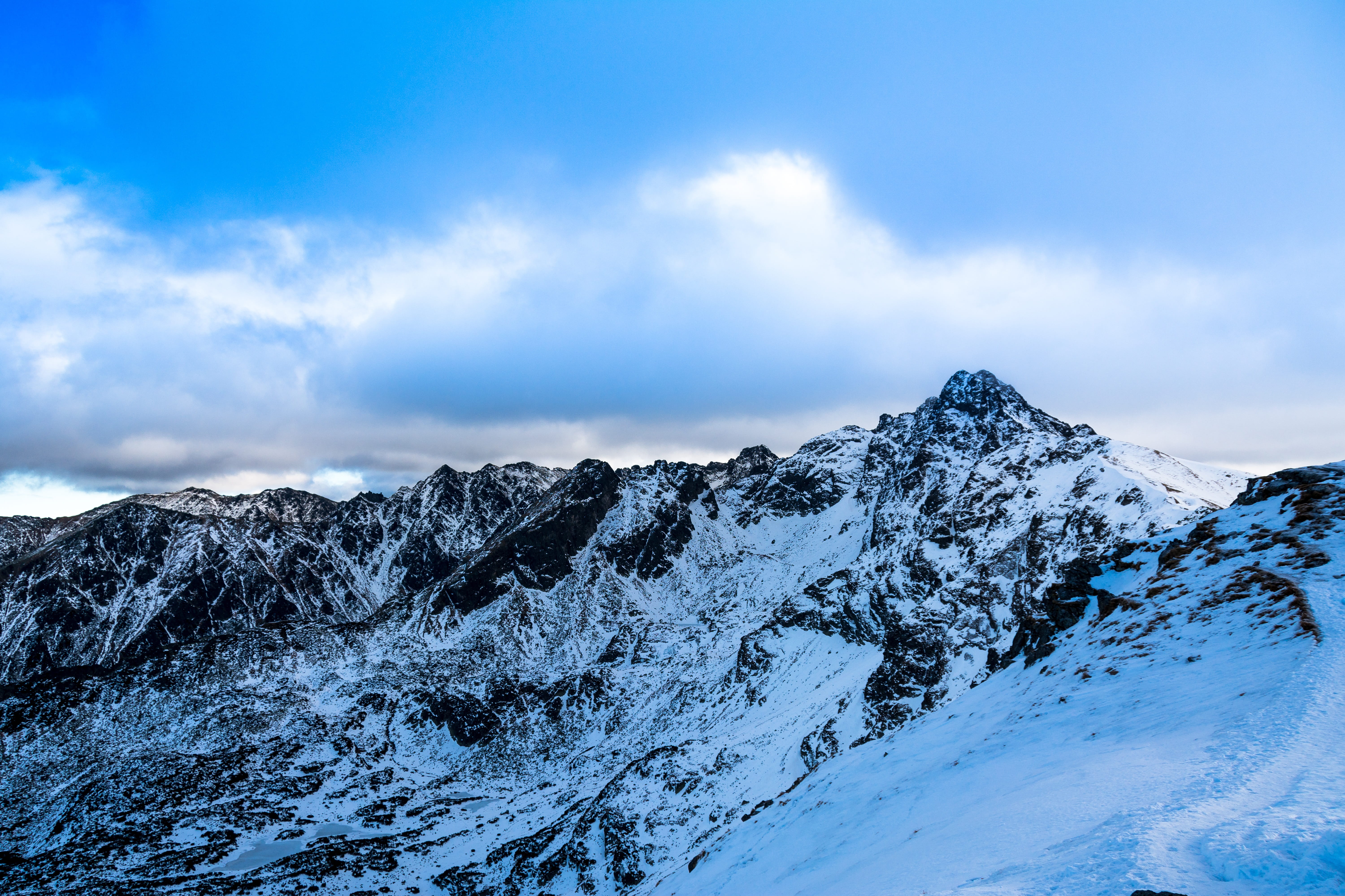 clouds, tops, tranquil scene, scenics - nature, snowcapped mountain, no people, landscape, cold temperature, polish tatras, non-urban scene, mountain, tatry, HD Wallpaper