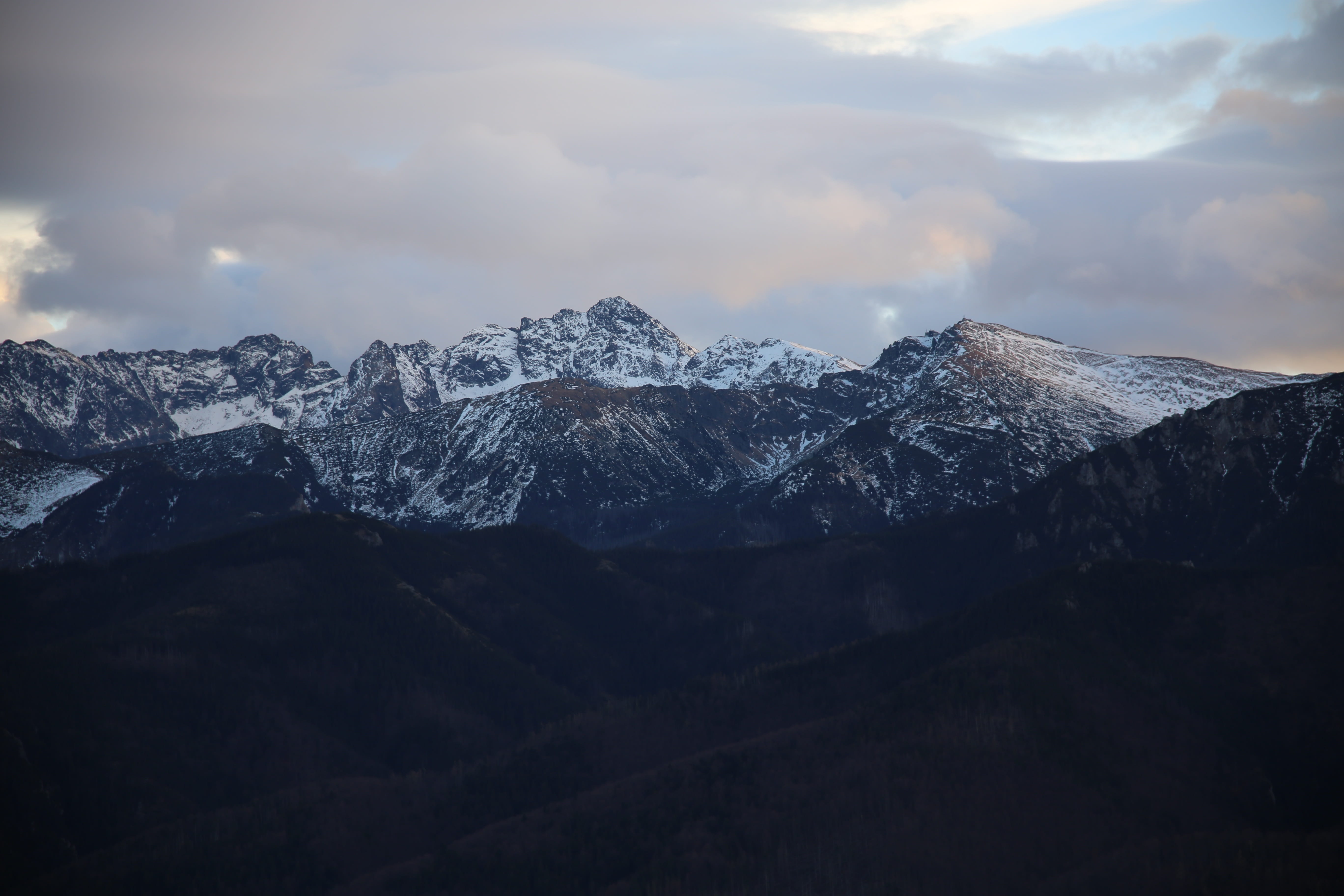 winter, beauty In Nature, mountains, tranquility, mountain Range, covered, landscape, cloudscape, snow, outdoors, nature, the high tatras, snowcapped mountain, HD Wallpaper
