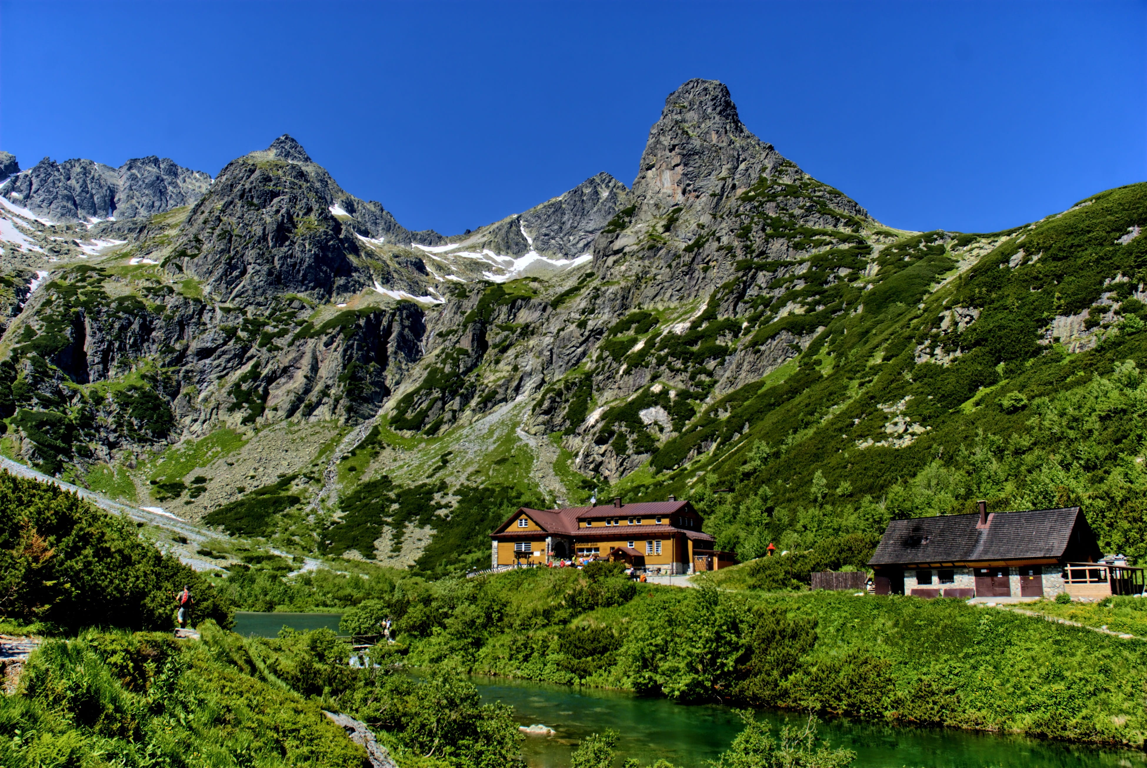 mountains, building exterior, Slovakia, village, built structure, View, Tatry, tree, non-urban scene, Top, 4K, scenics, architecture, no people, sky, europe, HD Wallpaper