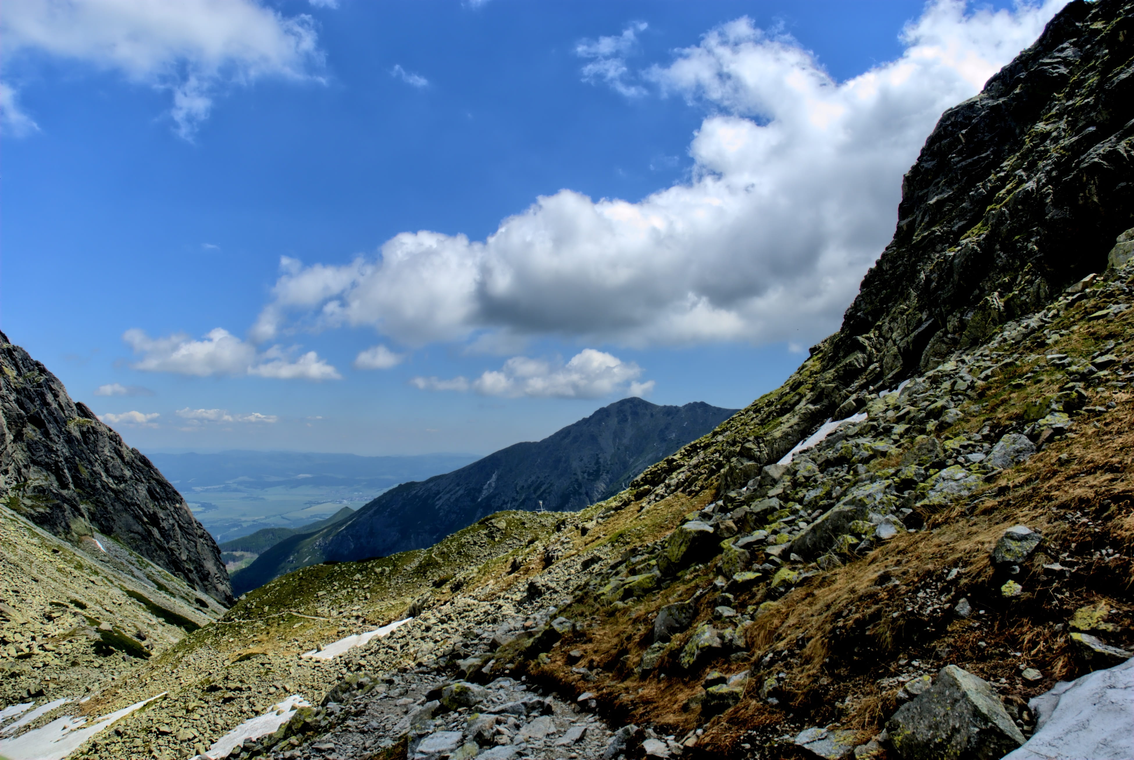 view, rock, mountain, remote, rock formation, no people, mountains, idyllic, landscape, tatry, environment, solid, mountain peak, 4K, cloud - sky, slovakia, HD Wallpaper