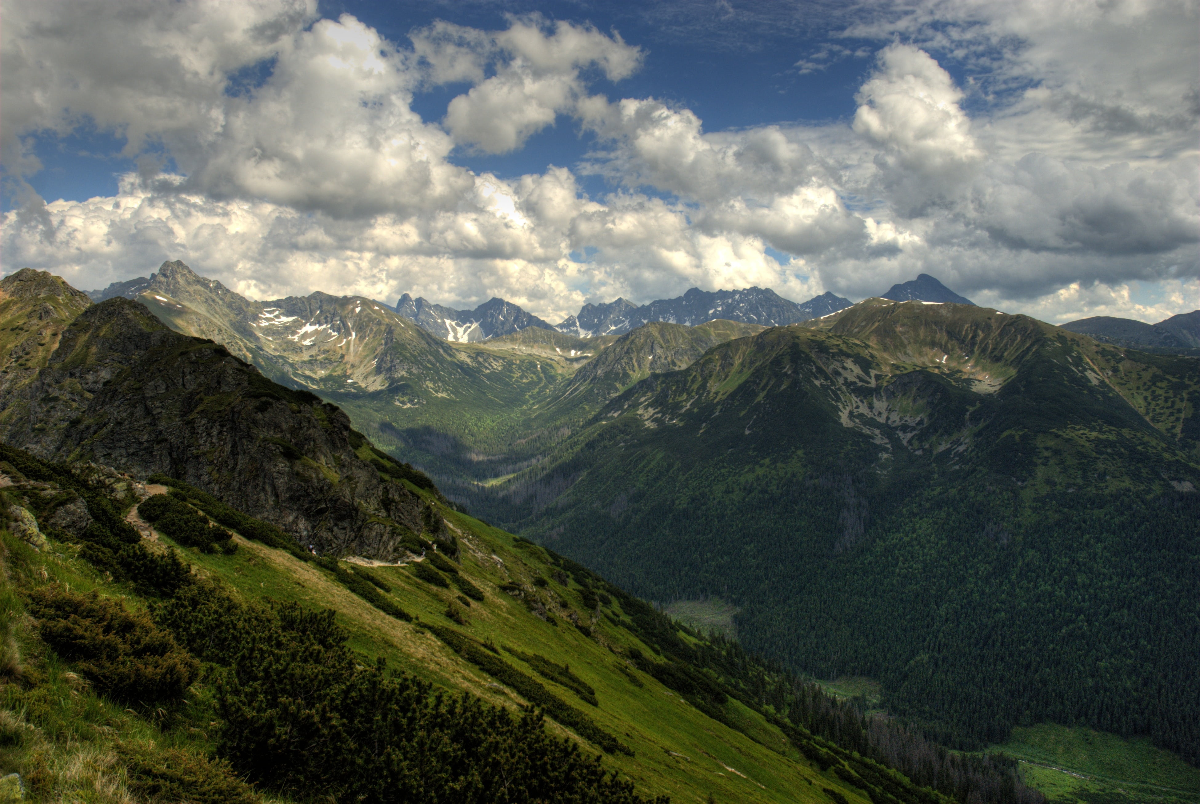 nature, plant, scenics - nature, day, 4K, tops, mountain range, sky, beauty in nature, tranquil scene, mountain, landscape, non-urban scene, tranquility, HD Wallpaper