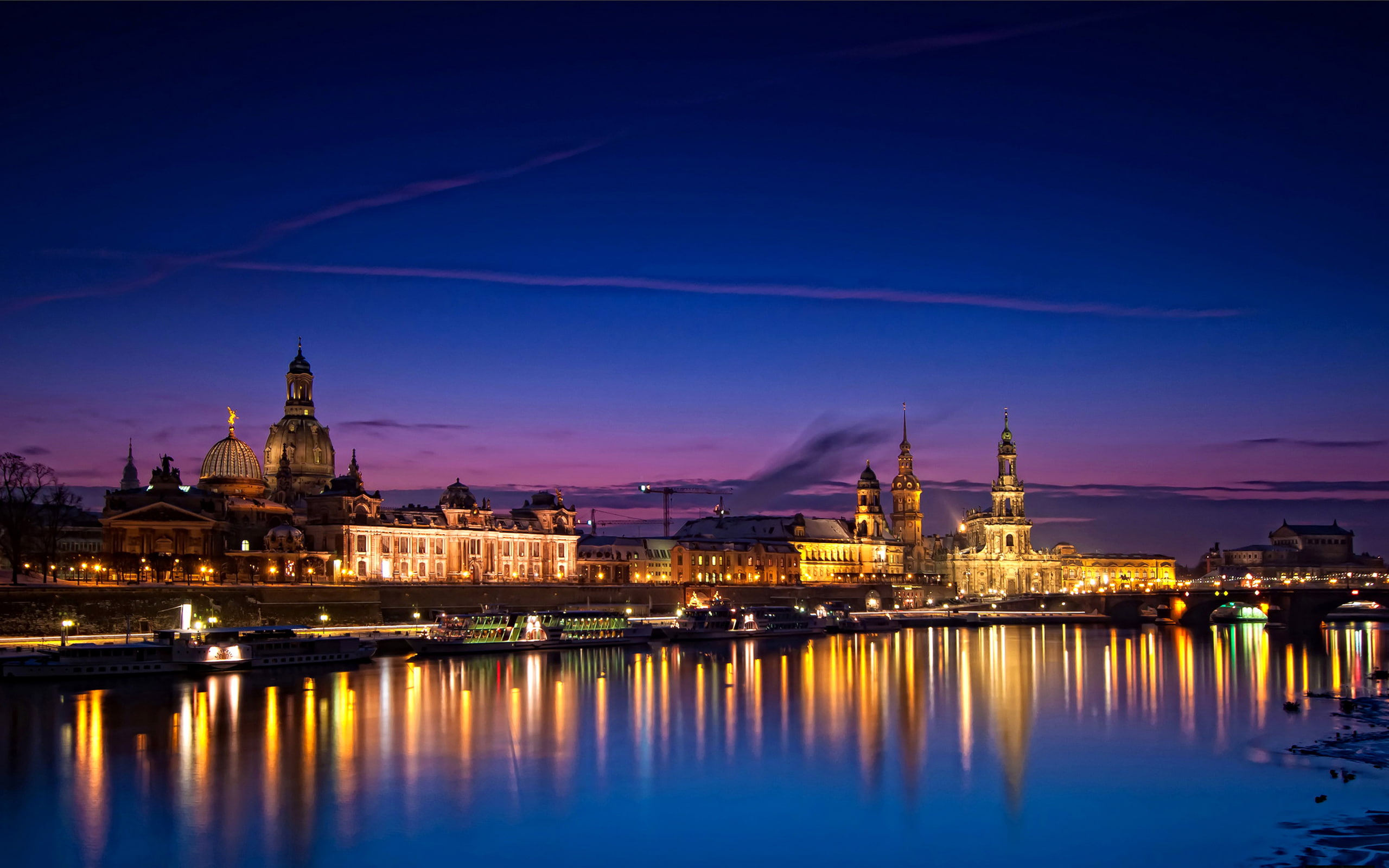 2K, germany, house, dresden, hd, city, night, desktop, river, HD Wallpaper