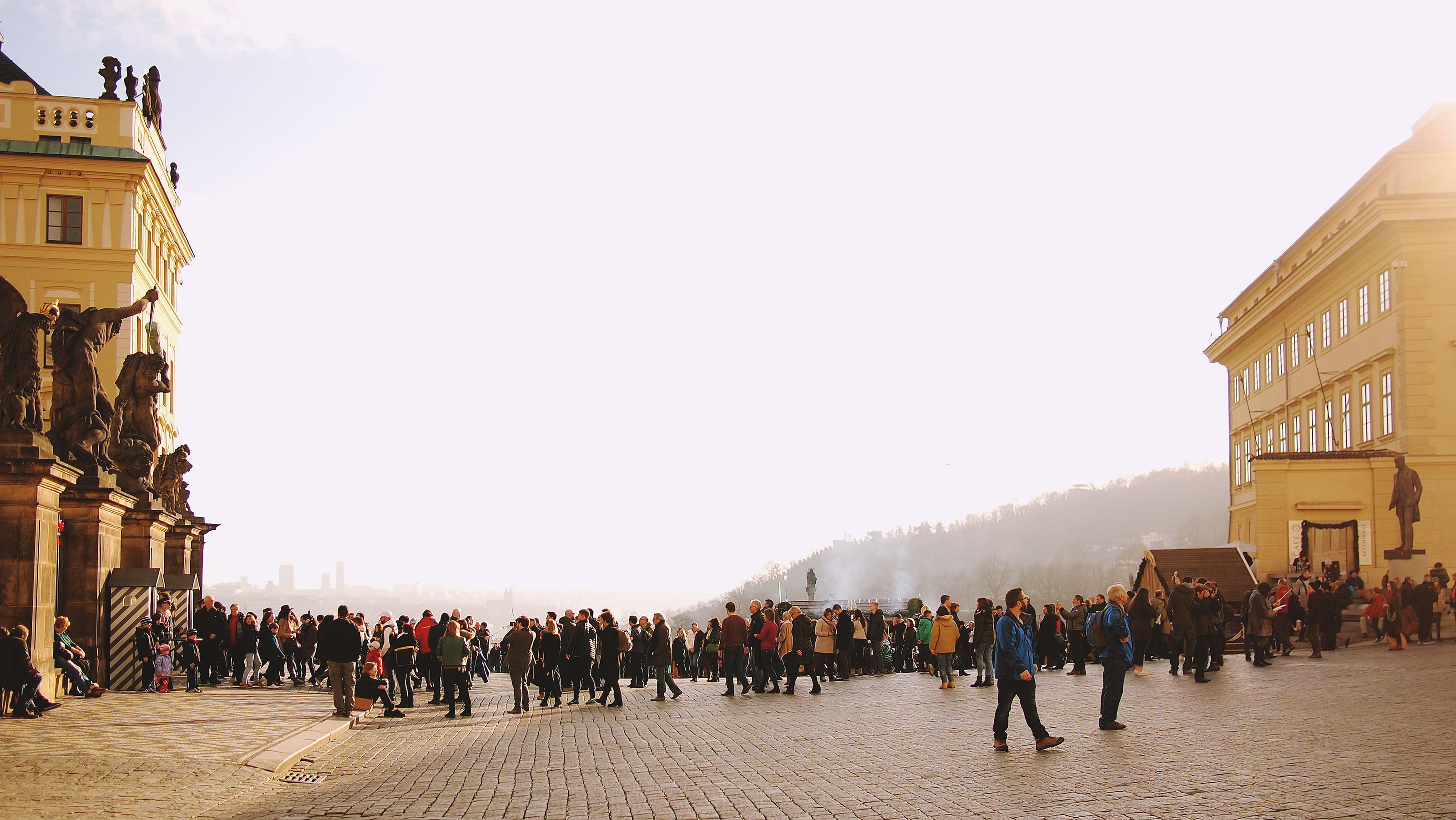 museum, architecture, czech republic, walking, crowd, tourism, travel, sky, traveling, group of people, prague, palace, built structure, tour guide, sightseeing, HD Wallpaper