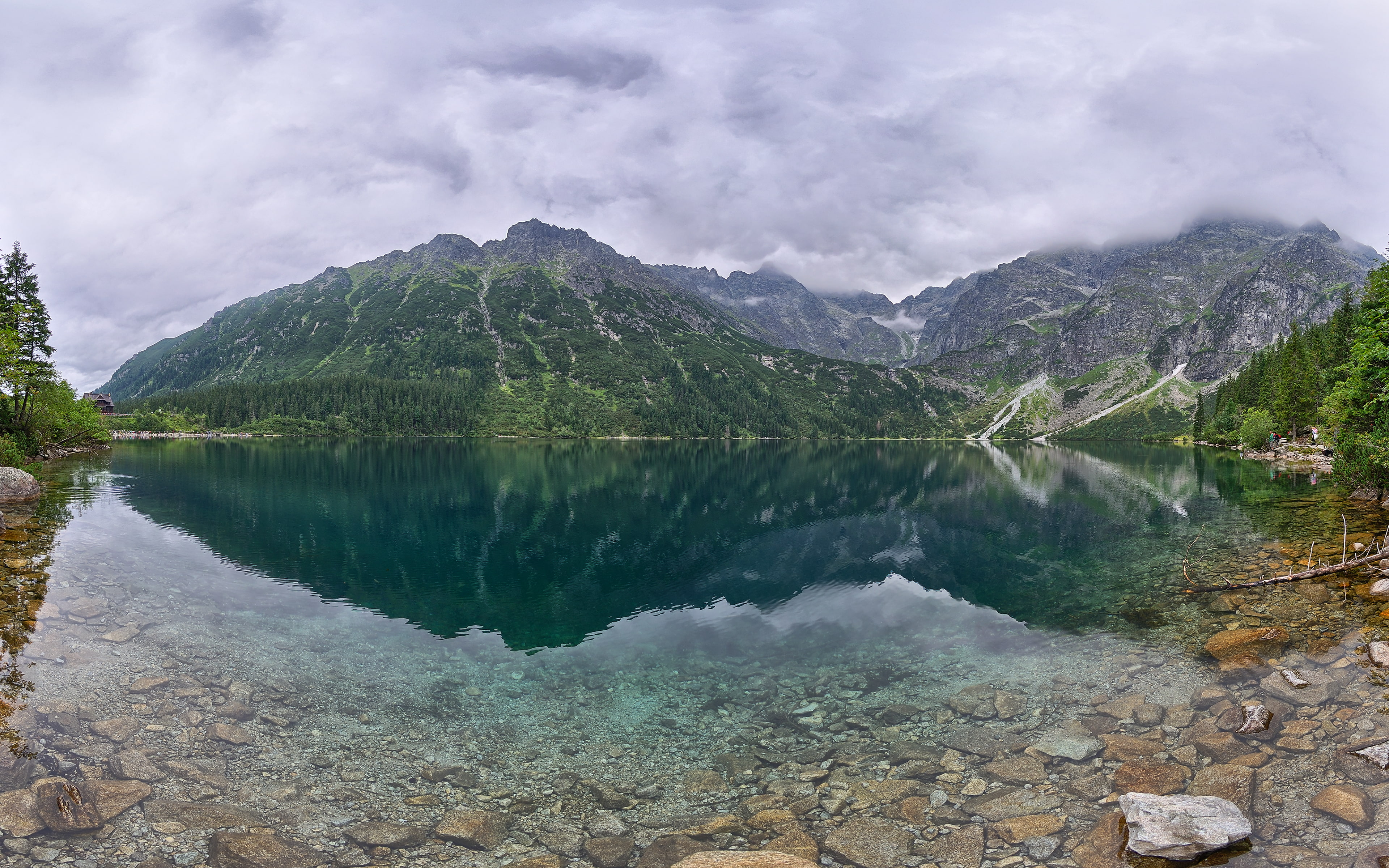 mountains, nature, tatramountains, photography, rocks, eye, marine, water, green, grey, reflections, marineeyelake, lakes, lake, poland, 4K, HD Wallpaper