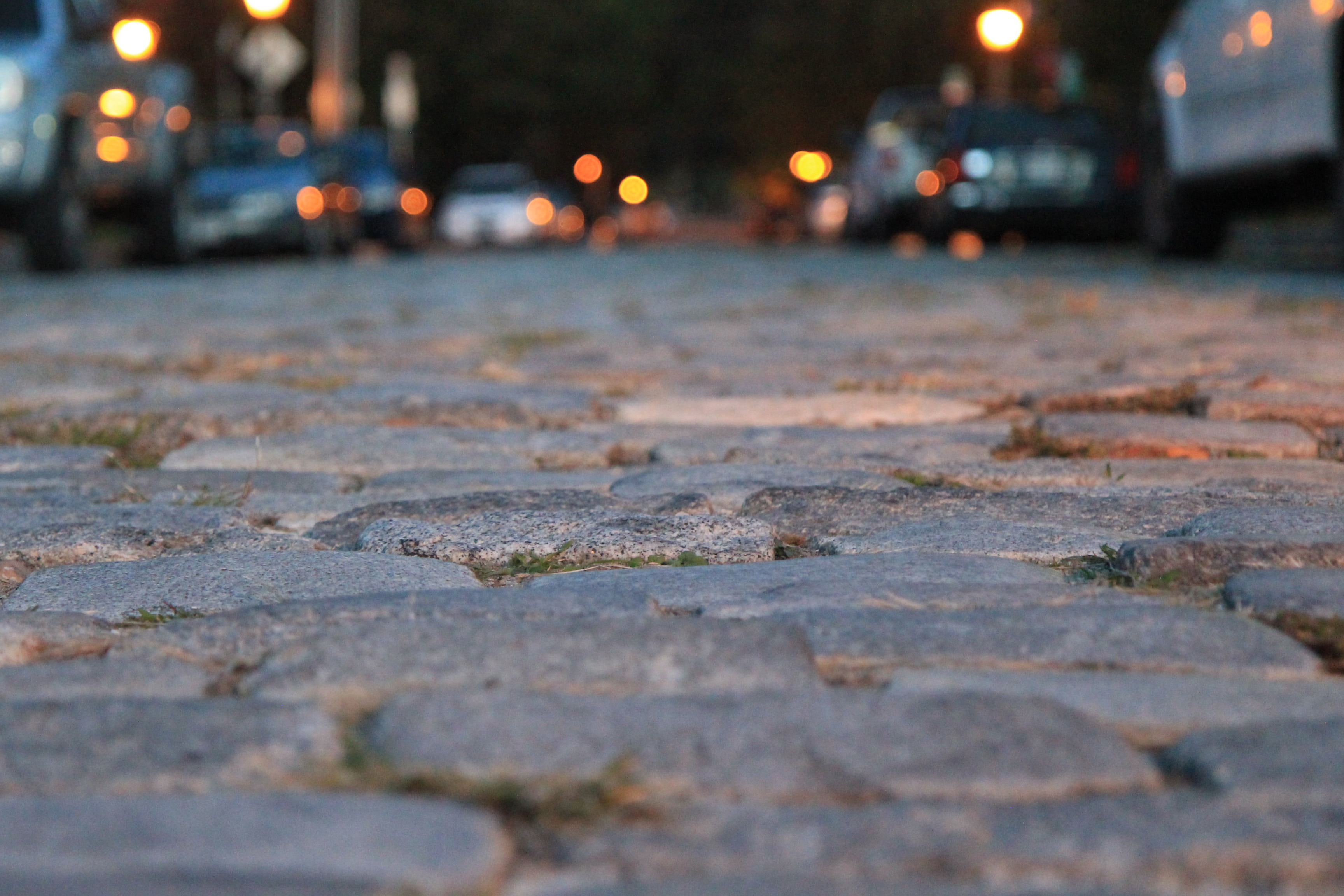 textured, concrete, city, street, 2K, light, city street, transportation, night, footpath, road, illuminated, architecture, cobblestone, motor vehicle, HD Wallpaper