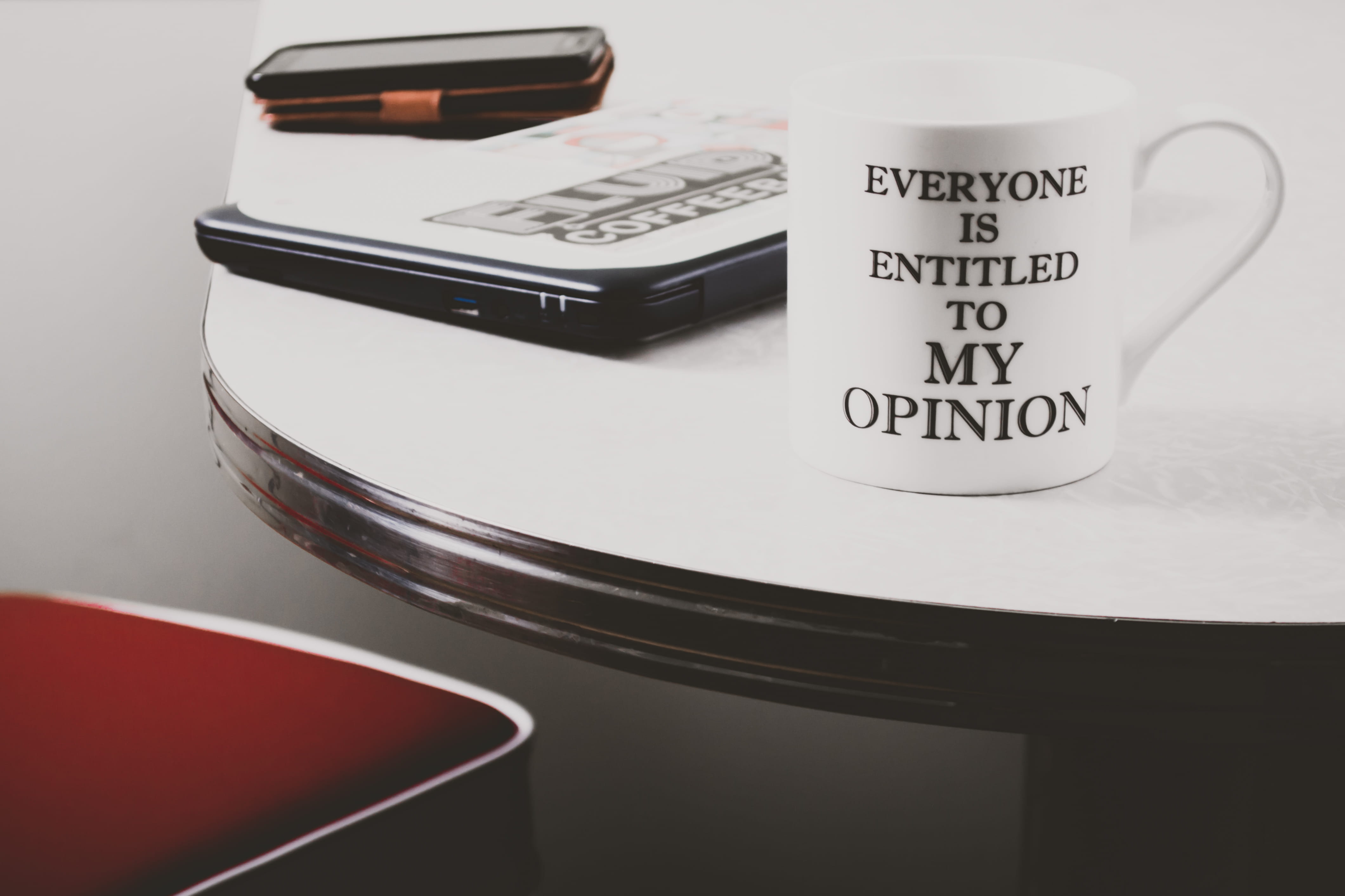 coffee, sign, desk, white, facts, 4K, dawn, coffee - drink, indoors, mug, food and drink, diner, work, cup, coffee cup, conceptual, empty, text, opinion, HD Wallpaper