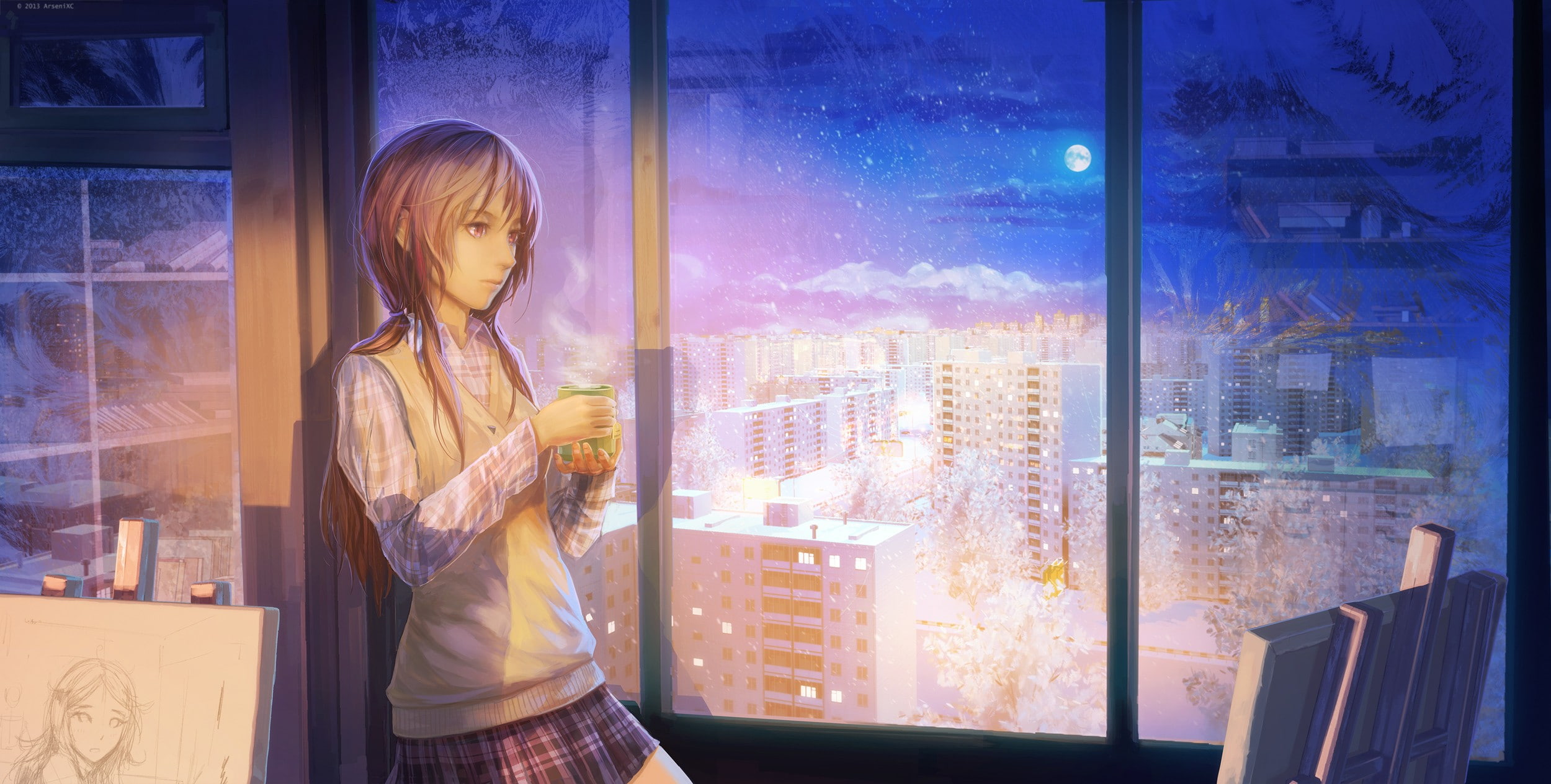 calm, anime, 1080P, anime girls, HD Wallpaper