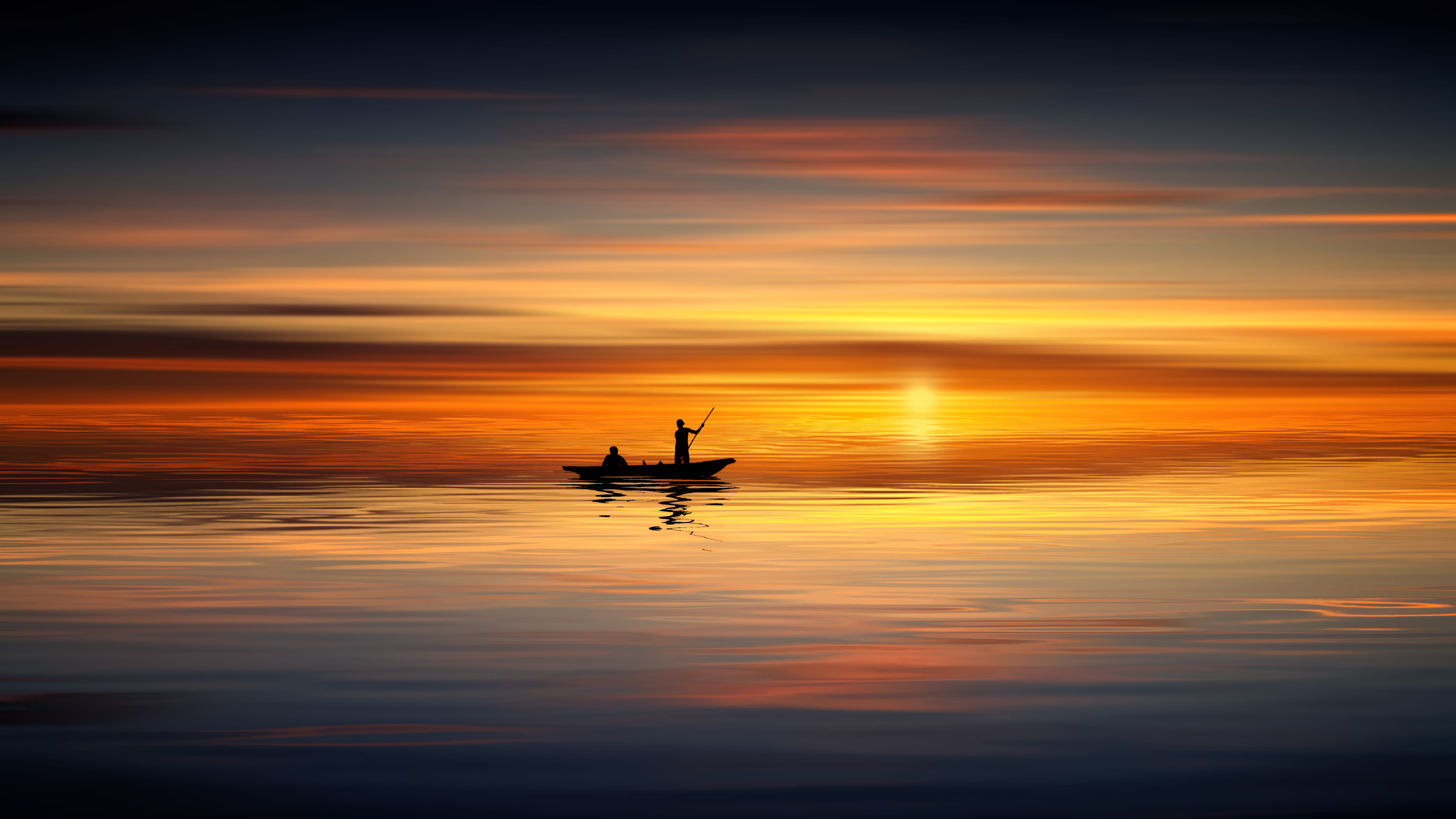beach, cloud - sky, silhouette, scenery, photo, 5K, nature, boat, beauty in nature, watercraft, people, idyllic, sea, lifestyles, water, rowboat, ocean, HD Wallpaper