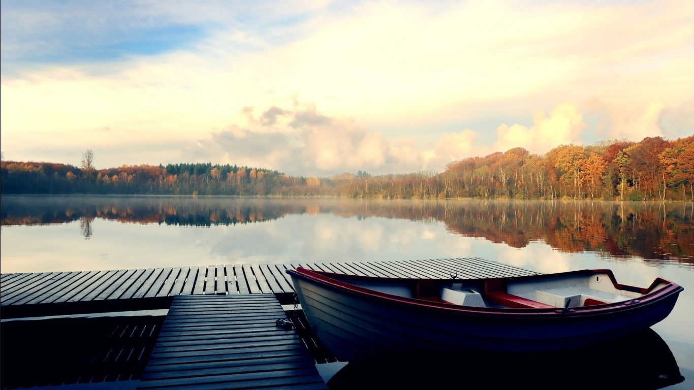lake, beauty in nature, pier, change, no people, transportation, outdoors, scenics - nature, mode of transportation, sky, reflection, autumn, 720P, tree, HD Wallpaper