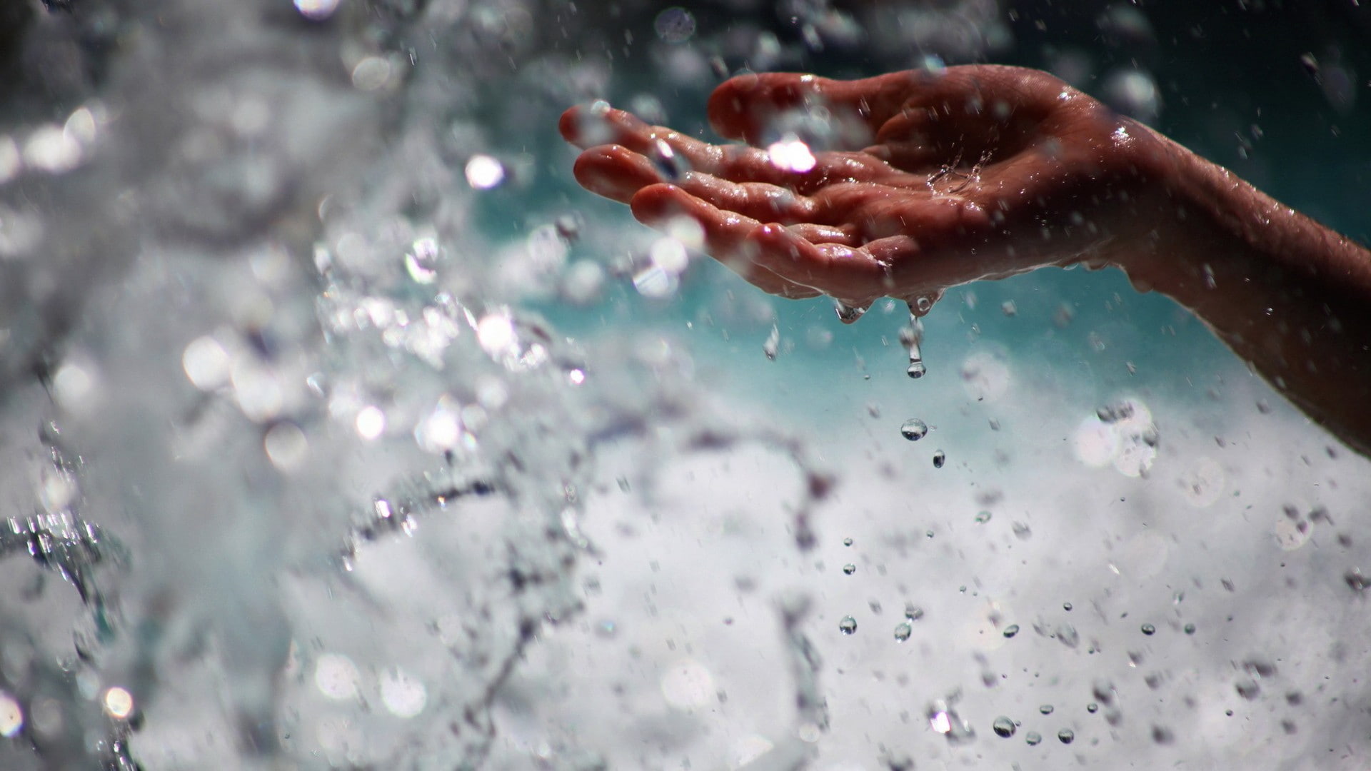hands, 1080P, water drops, water, bokeh, splashes, HD Wallpaper