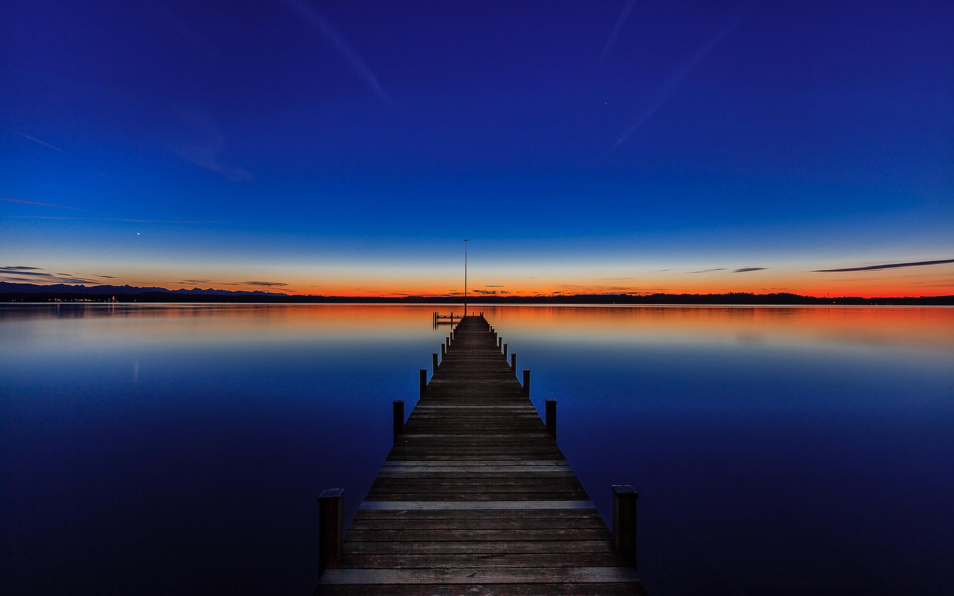 dock, bavaria, starnberg, lakes, 1080P, brown, germany, wooden, cool, lake, HD Wallpaper