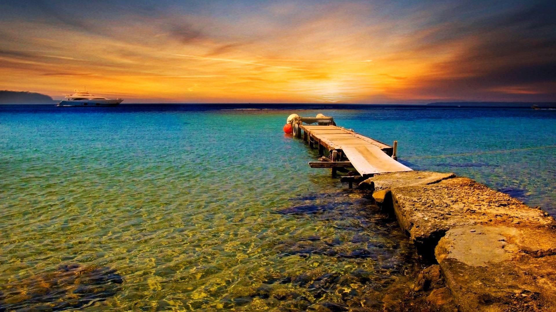 shore, horizon, 1080P, sunset, jetty, feeling, stunning, pier, scenery, HD Wallpaper