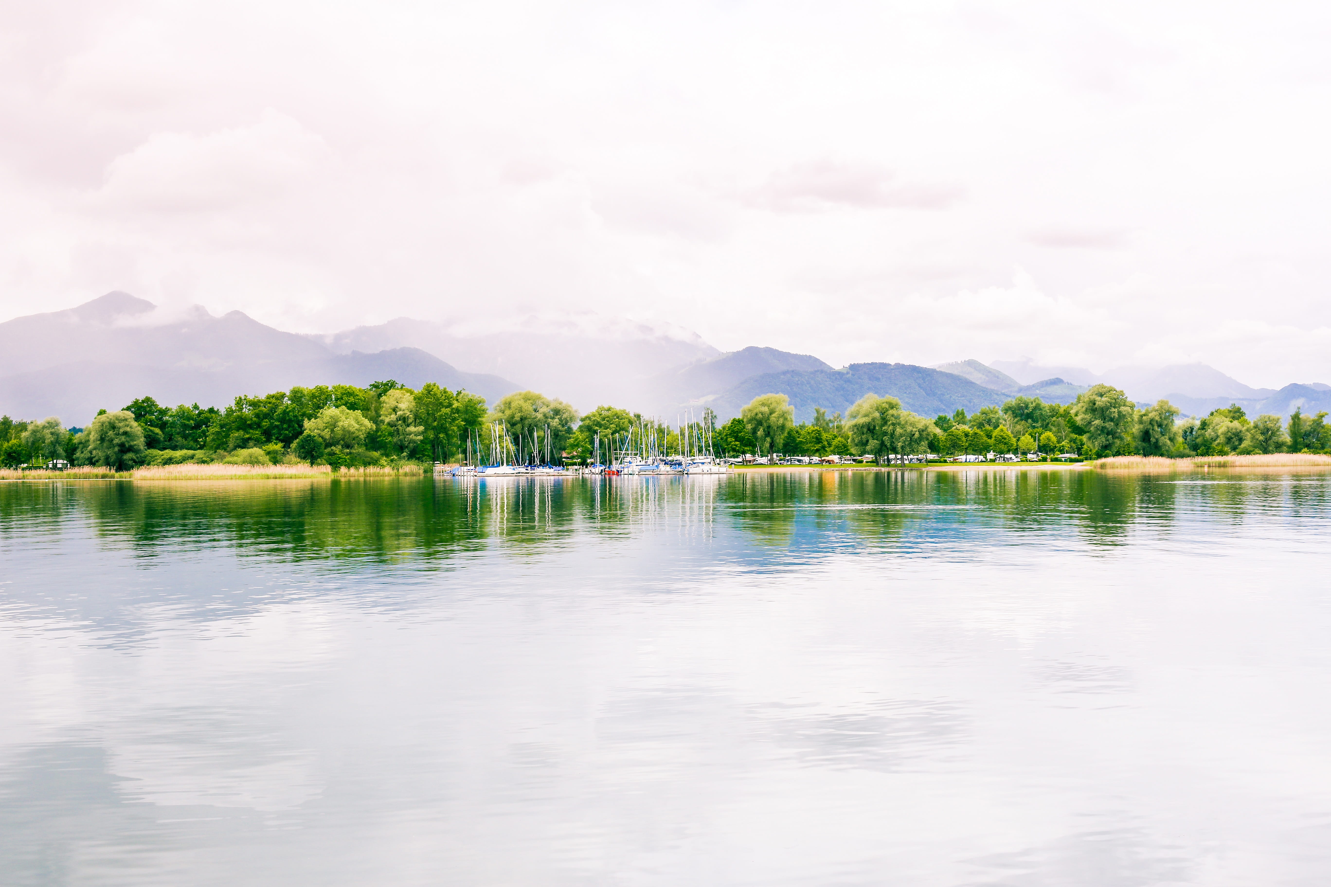 silent, chiemsee, horizontal, outdoors, day, reflection, body, bavaria, mountain, plant, no people, in the, body of water, water, photo, tranquil scene, HD Wallpaper