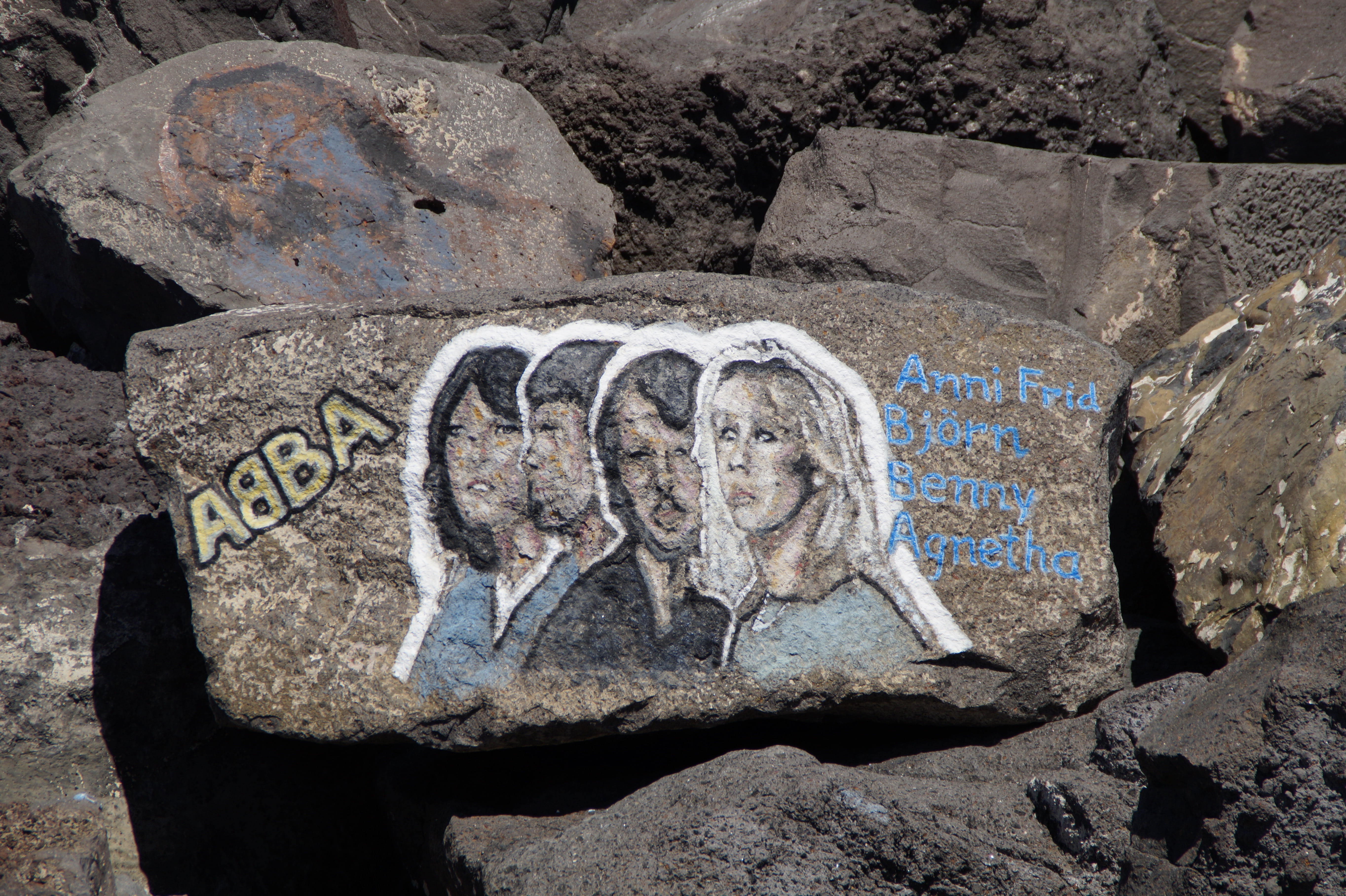 wall - building feature, representation, craft, tenerife, rock - object, stars, painting, musician, painted stones, western script, abba, no people, portrait, HD Wallpaper