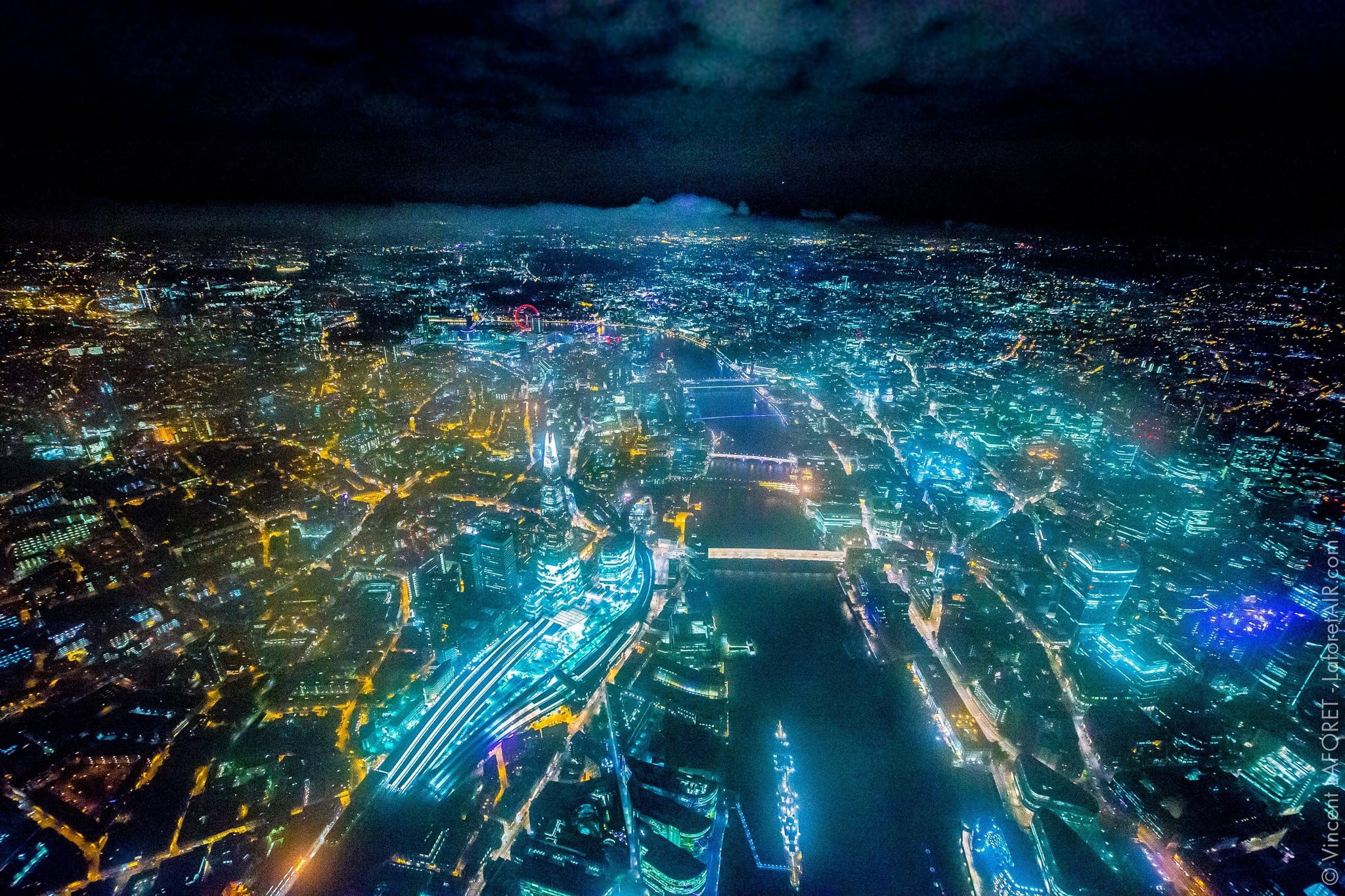built structure, illuminated, 1080P, outdoors, building exterior, sea, building, Vincent Laforet, night, no people, lights, city, city life, financial district, HD Wallpaper