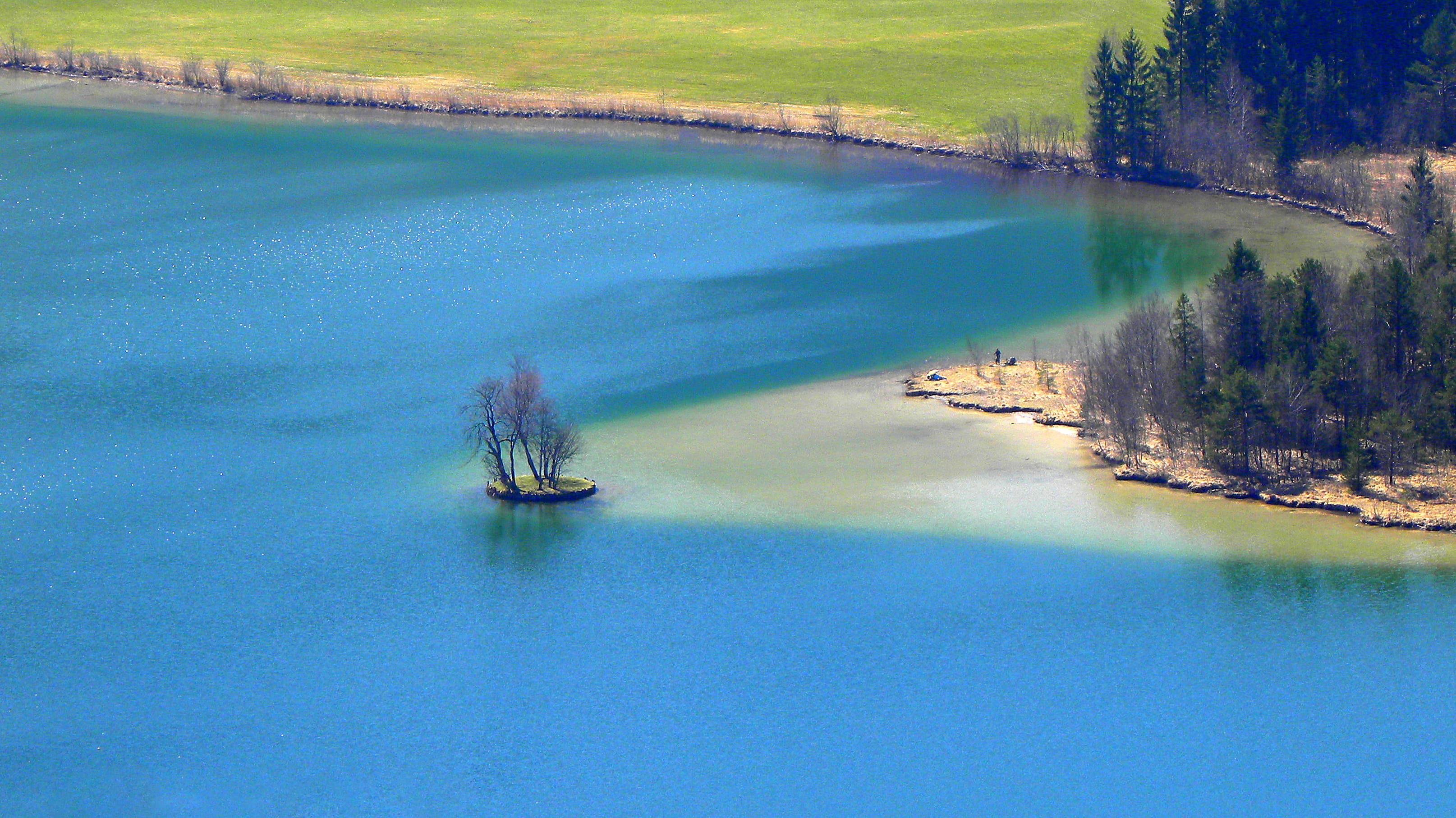body, tranquil scene, high angle view, aerial view, daylight, lagoon, scenics - nature, day, tree, 2K, areal, blue, landscape, tranquility, from above, HD Wallpaper