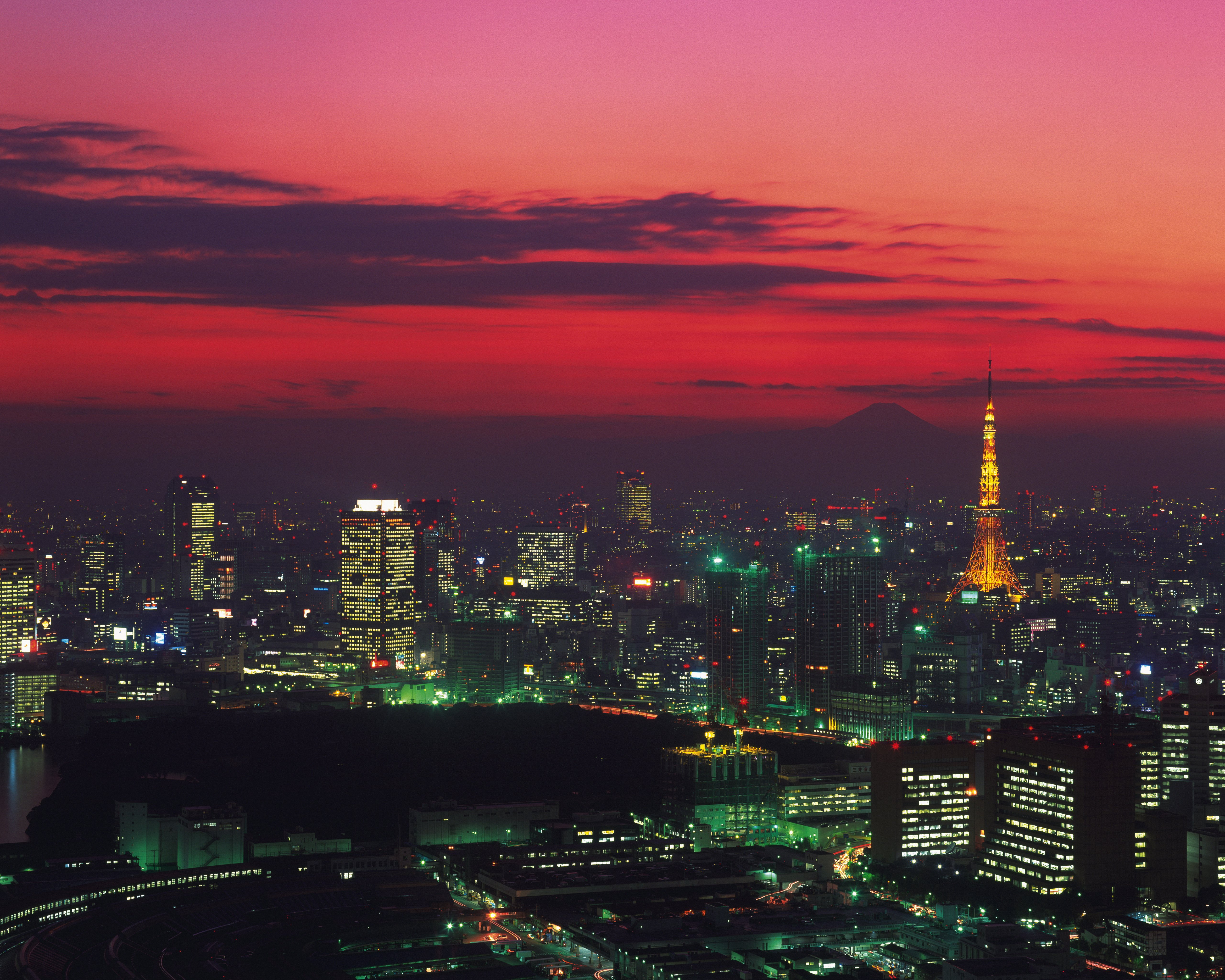 Tokyo, Japan, 4K, photography, 5K, Tokyo Tower, building, Nightscape, high, rise, areal, HD Wallpaper