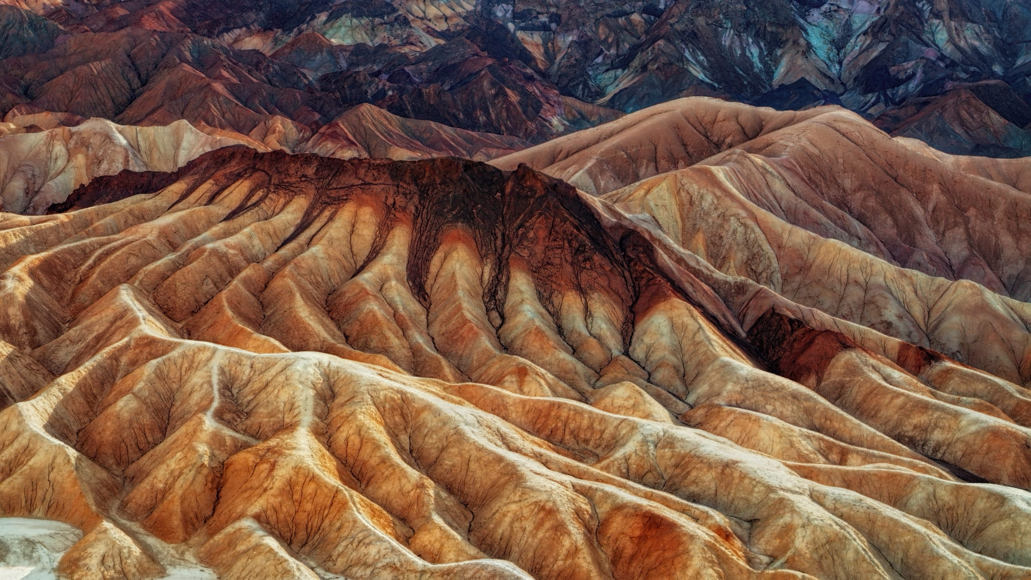 formation, sand, landscape, day, brown, photography, travel destinations, mountain range, zabriskie Point, rock, scenics, multi colored, gray mountain, HD Wallpaper
