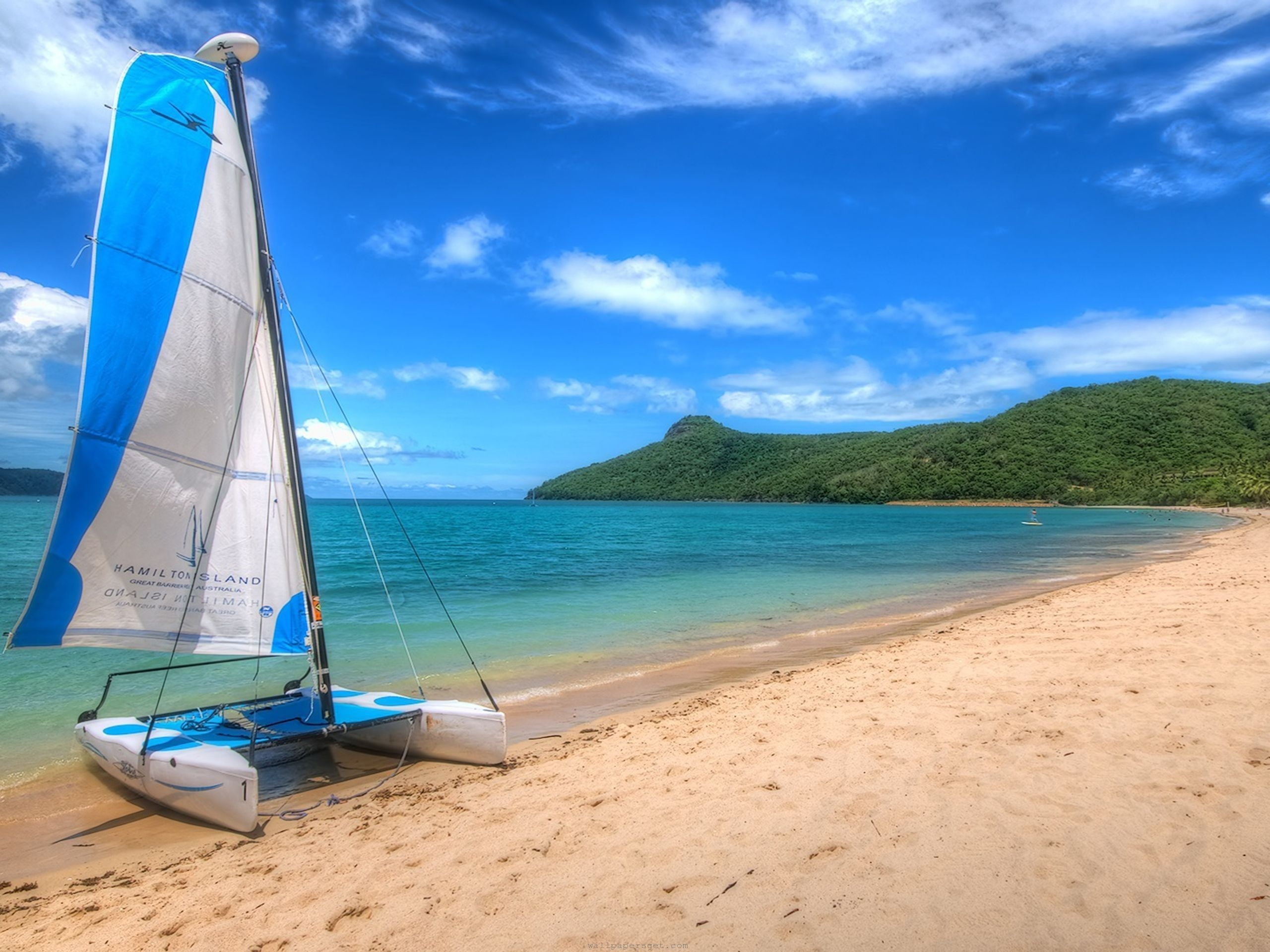 bay Of Water, sailboat, wave, tranquility, nautical Vessel, travel Destinations, adventure, nature, white, beach, sun, summer, no People, land, scenics - nature, HD Wallpaper