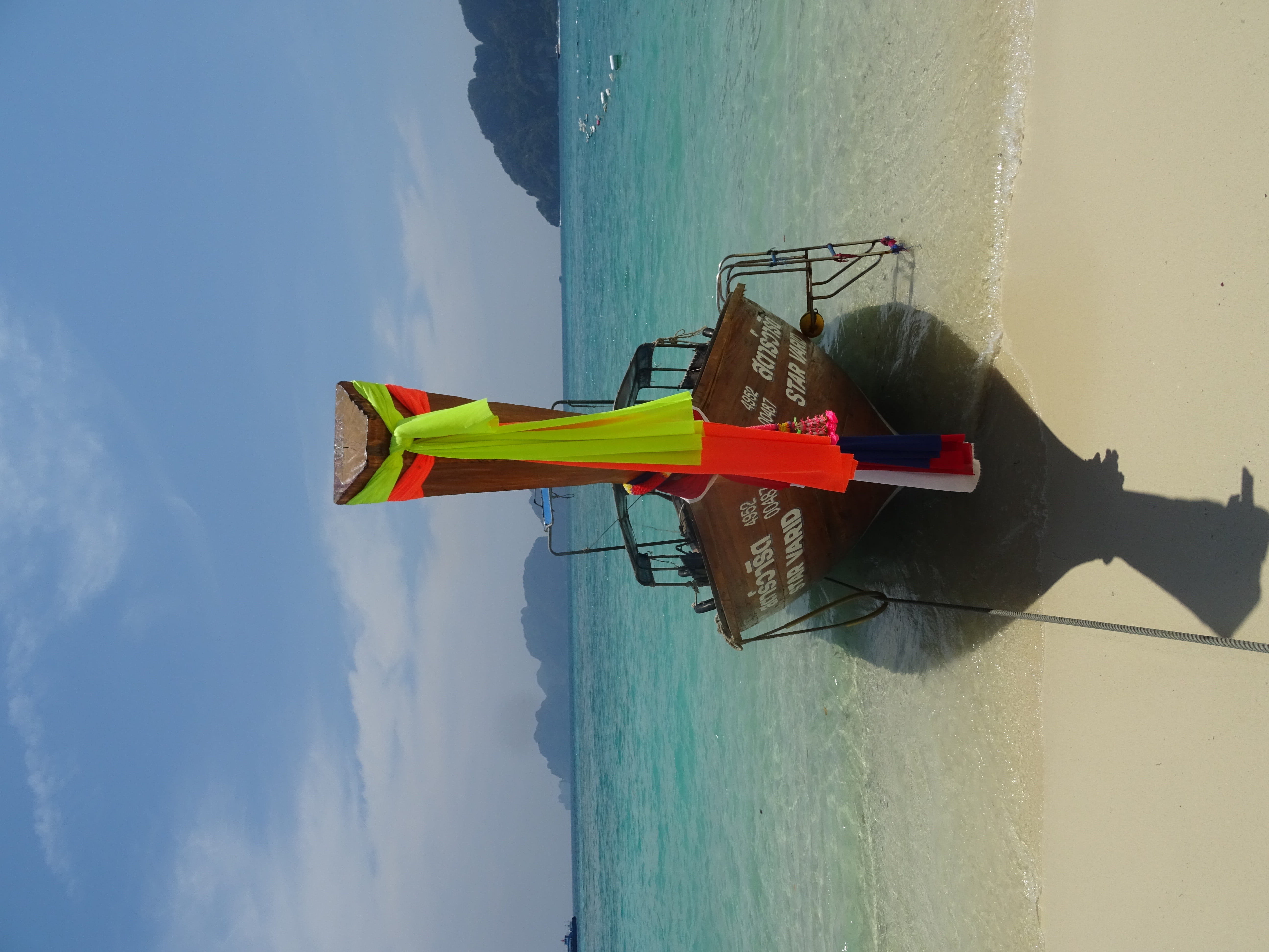 flag, beach, mode of transportation, transportation, sunlight, holiday, beauty in nature, ko phi phi, kohphiphi, real people, travel, outdoors, cloud - sky, HD Wallpaper
