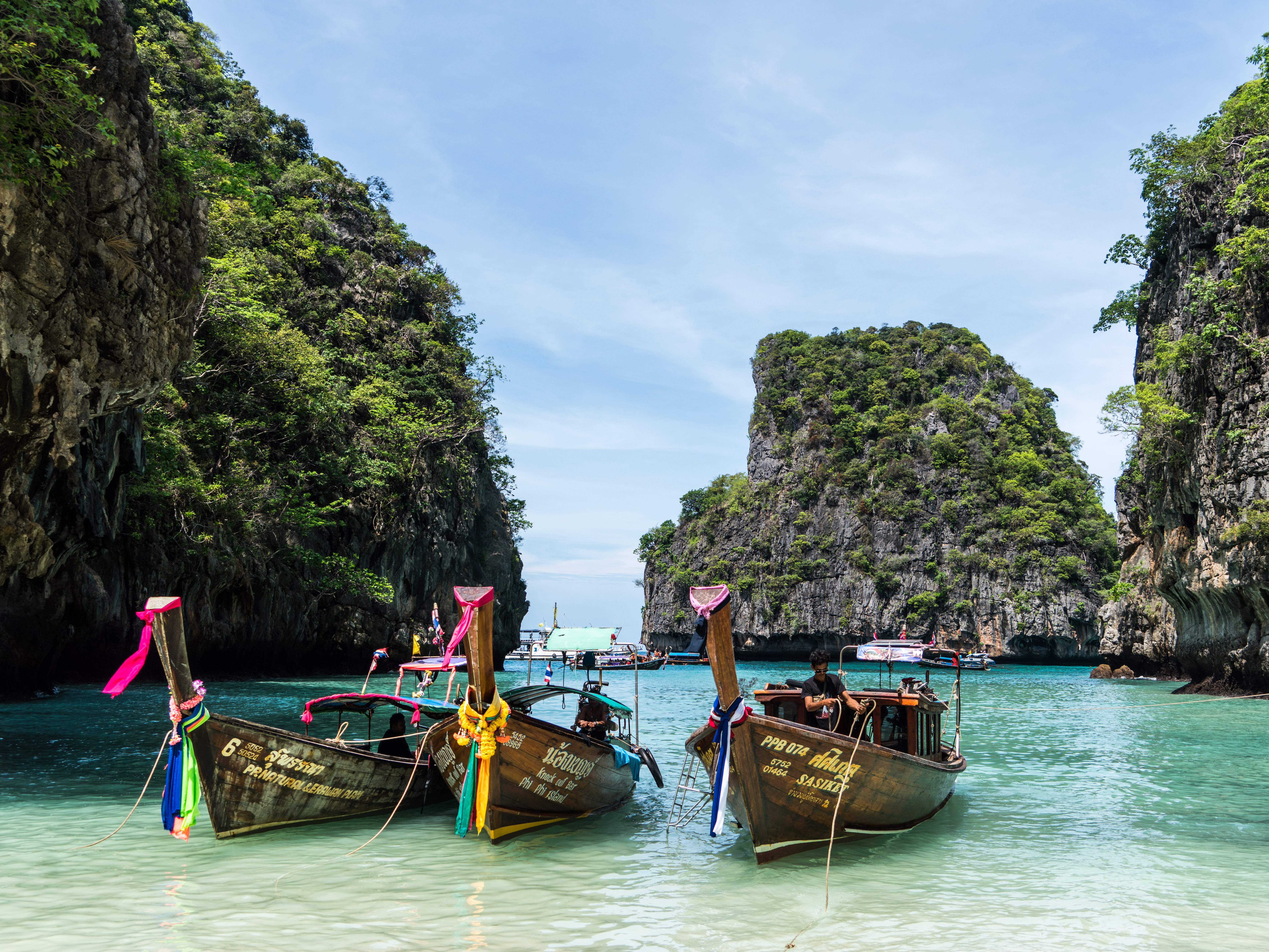 waterfront, island, tourism, seashore, phuket, mode of transportation, sky, sea, transportation, outdoor, outdoors, non-urban scene, andaman, summer, landscape, HD Wallpaper