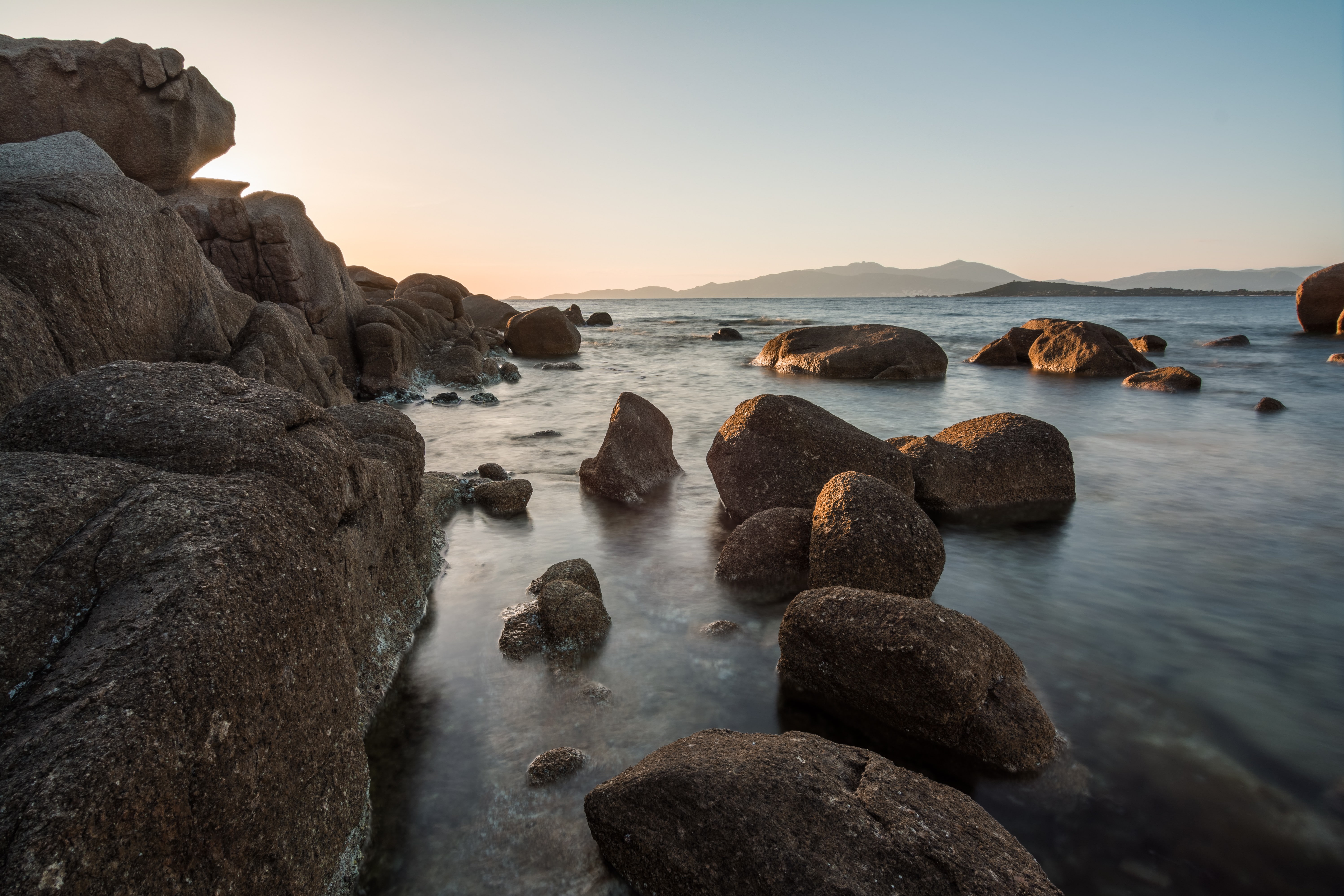 scenics - nature, beauty in nature, solid, Corsica, 5K, no people, rock - object, idyllic, nature, land, sea, water, rock, rocky coastline, long exposure, HD Wallpaper
