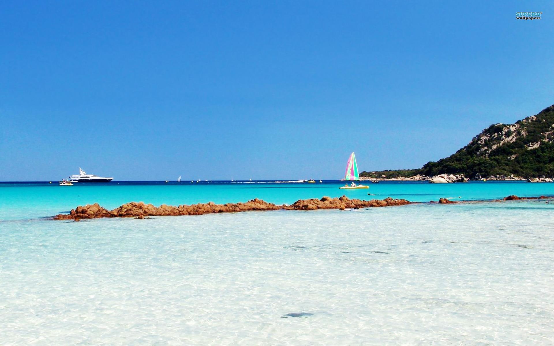 corsica, sand, 1080P, sea, nature and landscapes, peaceful, beach, HD Wallpaper