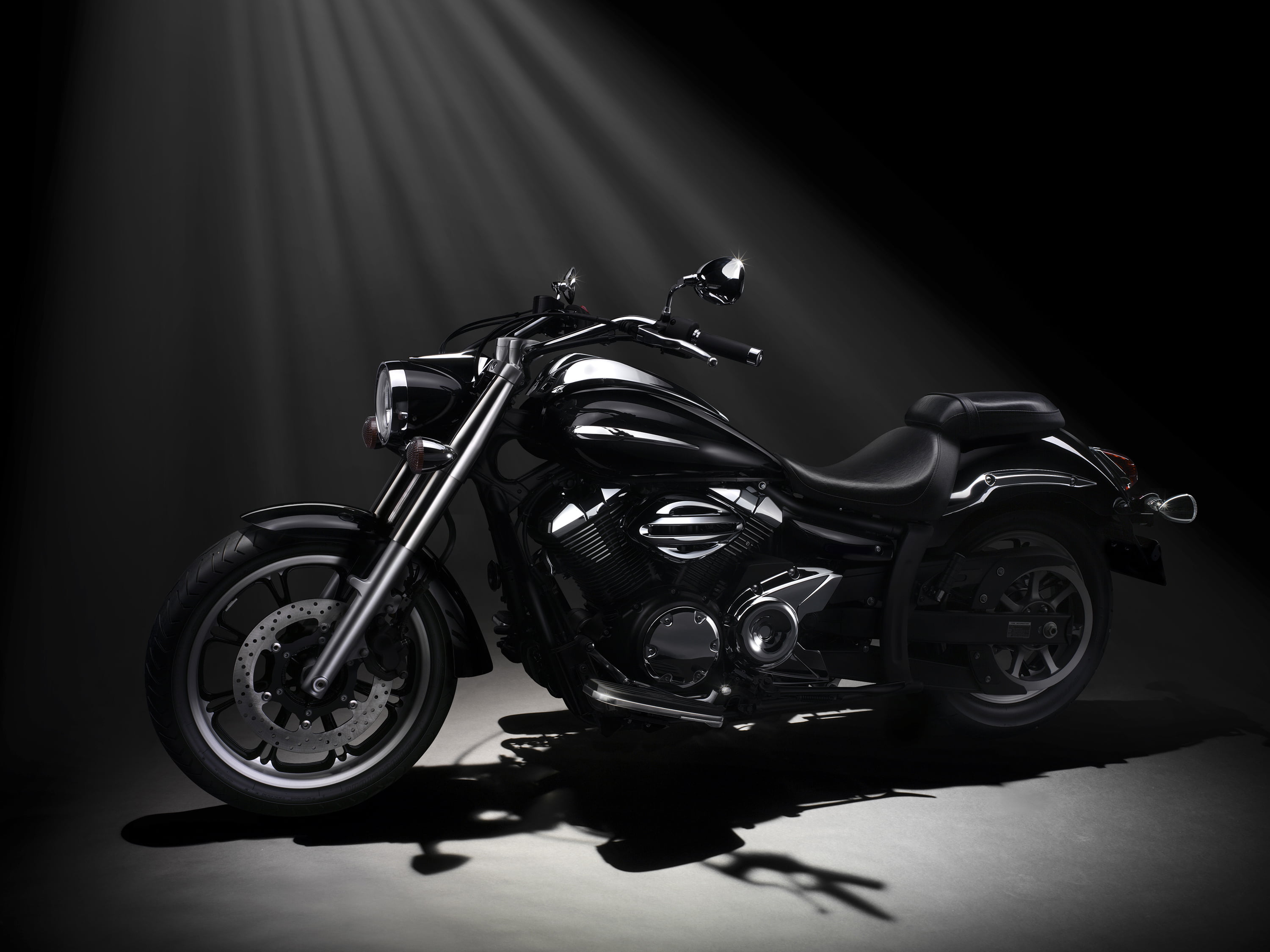close-up, shiny, yamaha, black background, metal, elegance, motor vehicle, chrome, stationary, biker, car, dark, midnight star, land Vehicle, single object, HD Wallpaper
